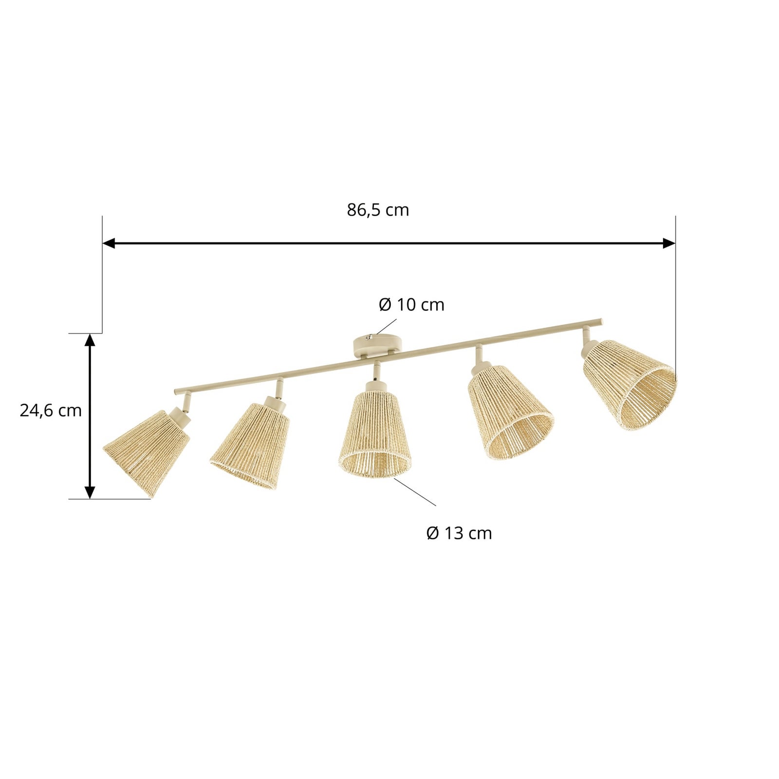 Anuva Deckenstrahler, 86 cm, 5-flg., beige, Papier - Lindby Anuva Deckenstrahler, 86 cm, 5-flg., beige, Papier - Lindby