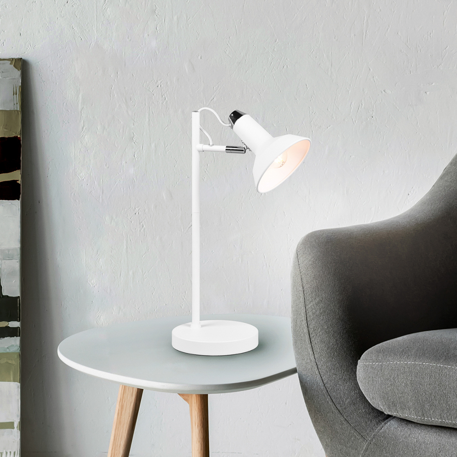 Roxie table lamp, swivelling, matt white