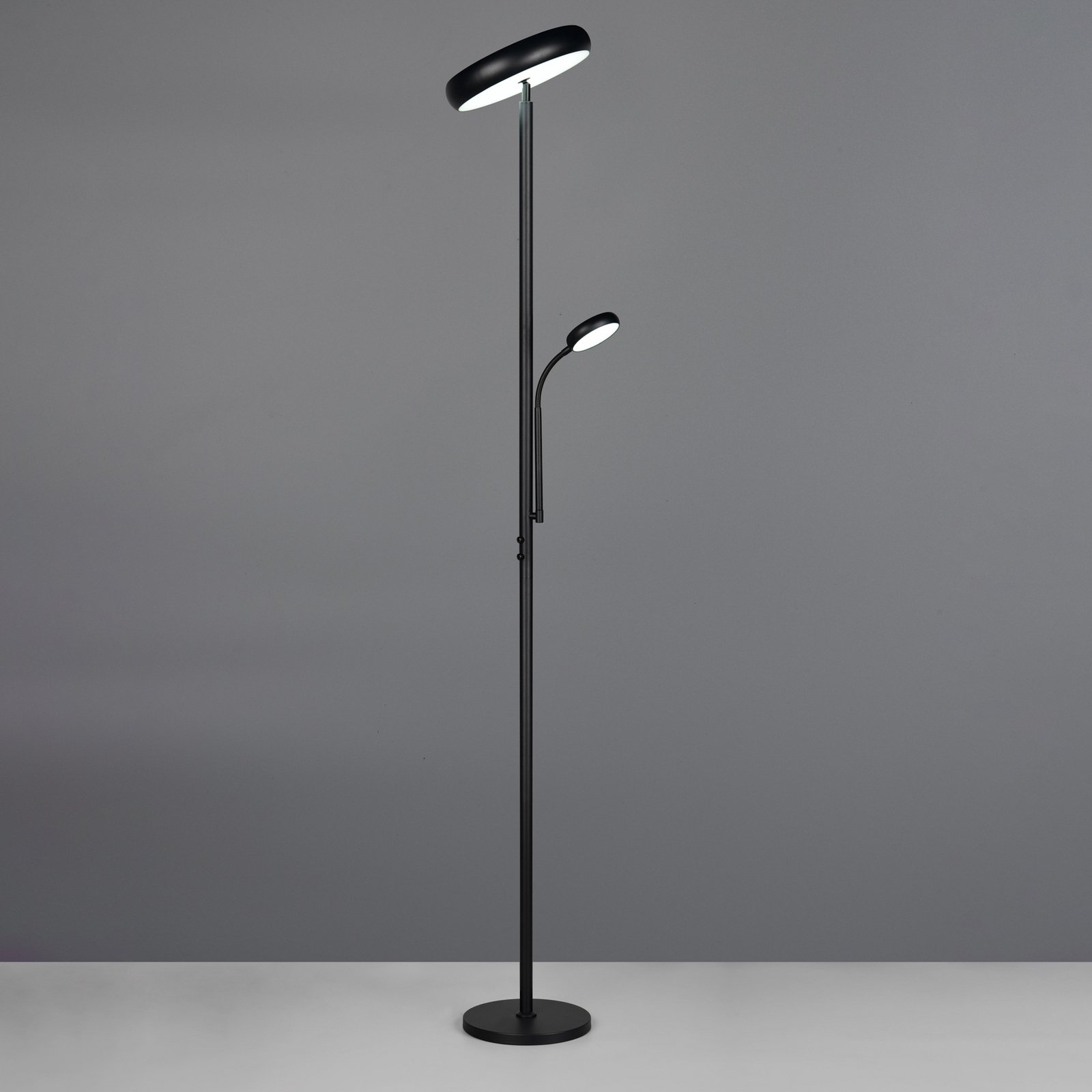 LED stoječa svetilka Palermo, črna mat, daljinski upravljalnik, spomin