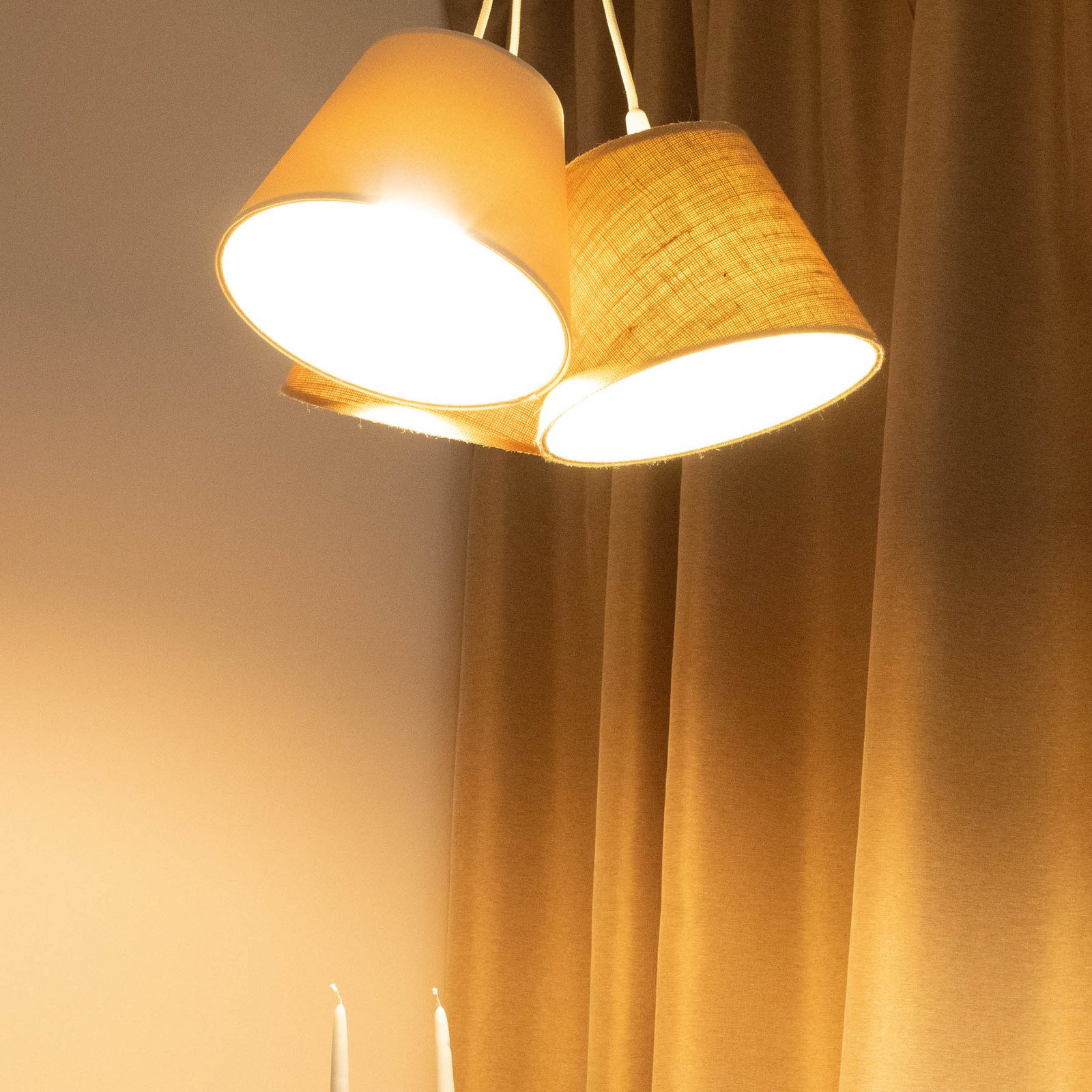 Maco Design Lampă suspendată Boho 3 becuri crem/bej iută - Camera de zi / sufragerie - crem bej - Țesătură / Textil