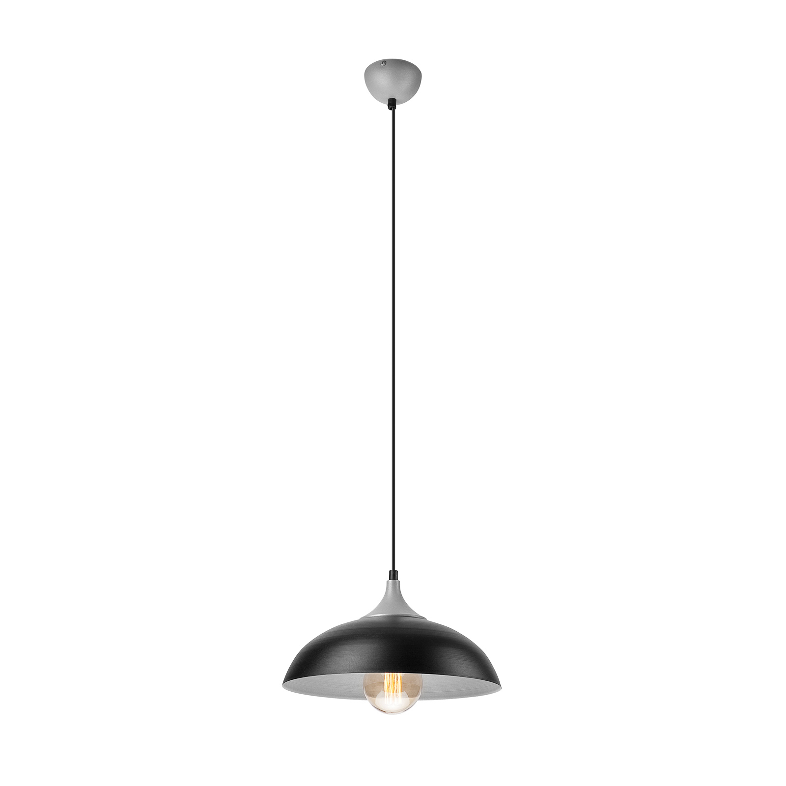 Eden hængelampe med metalskærm. sort-sølv
