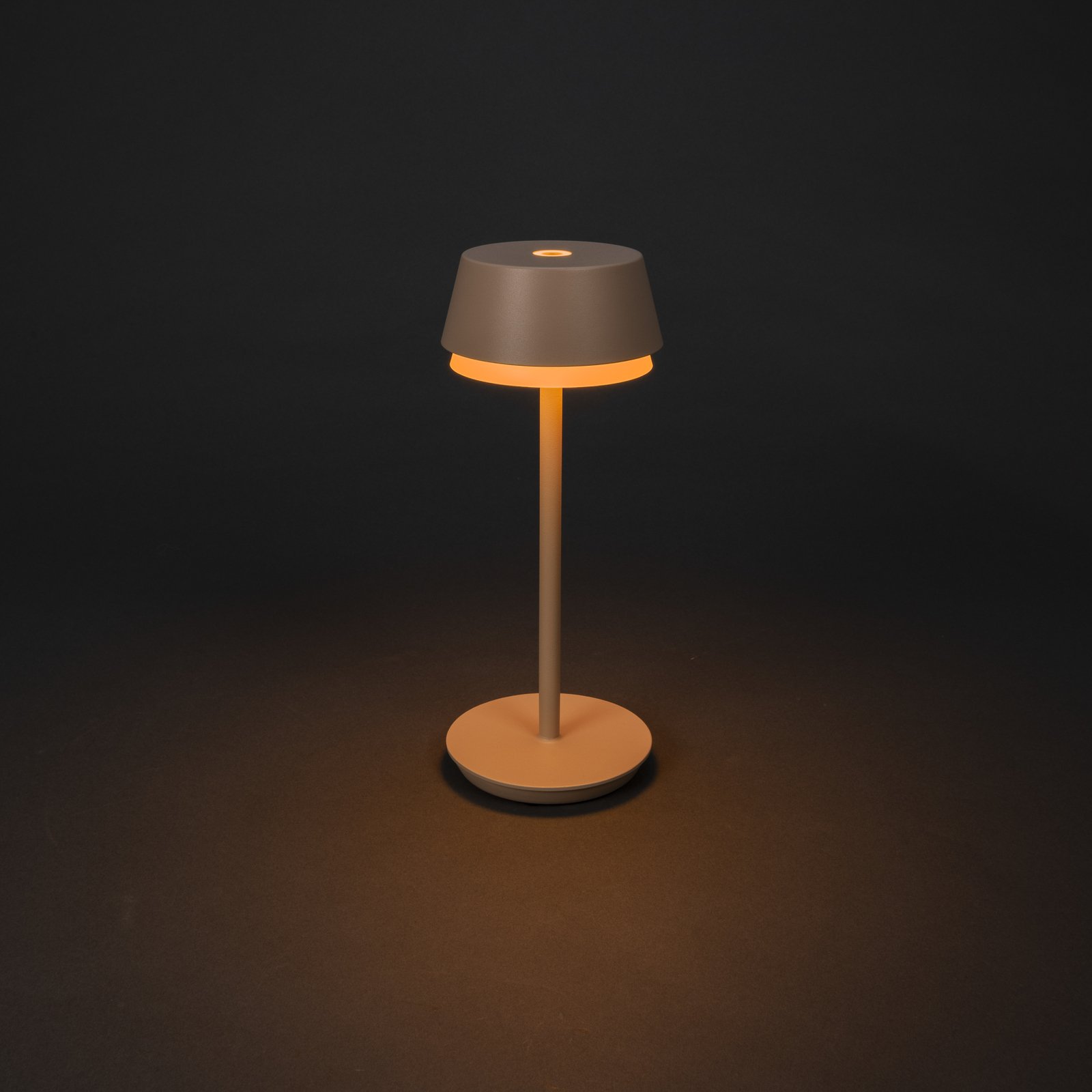 LED table lamp Lyon, sand-coloured, IP54, dimmable, CCT, RGB