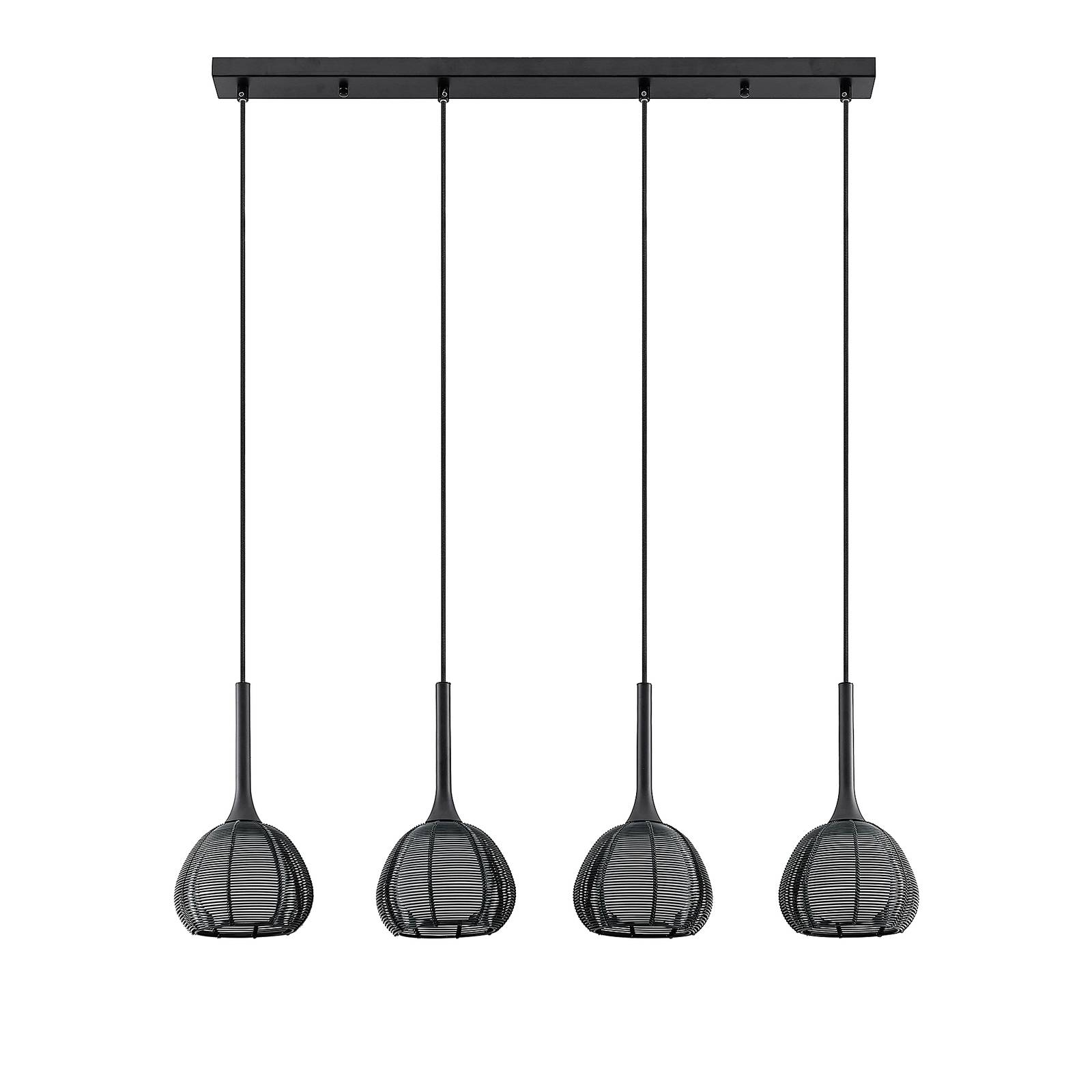 lucande - tetira lampa wisz?ca, 4-pkt. d?uga, czarna, do salonu / jadalni, ?elazo, szk?o, aluminium, e14, 40w, d?. 91.5 cm, szer. 16.5 cm