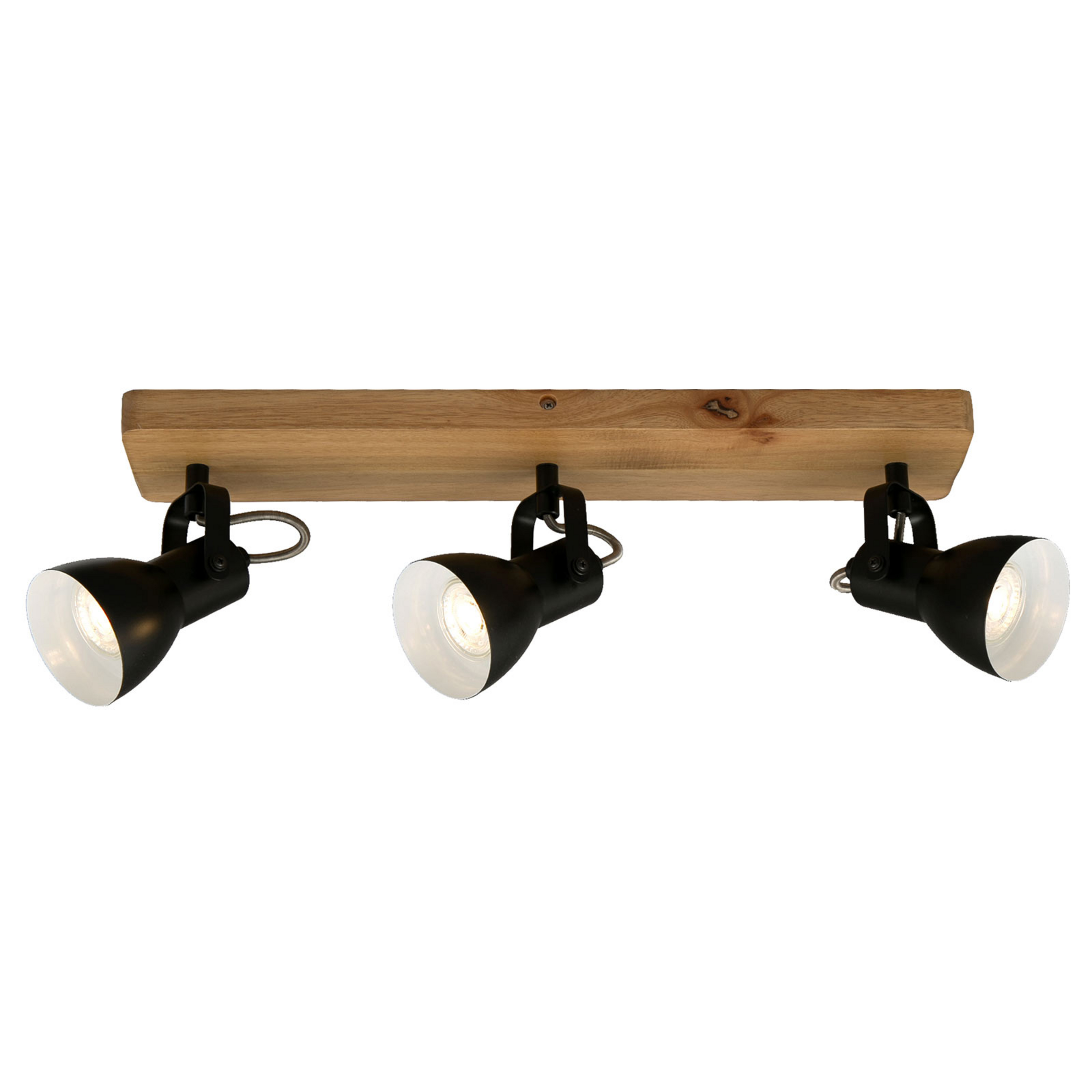 Spot pour plafond Arbo avec élément en bois, à 3 lampes