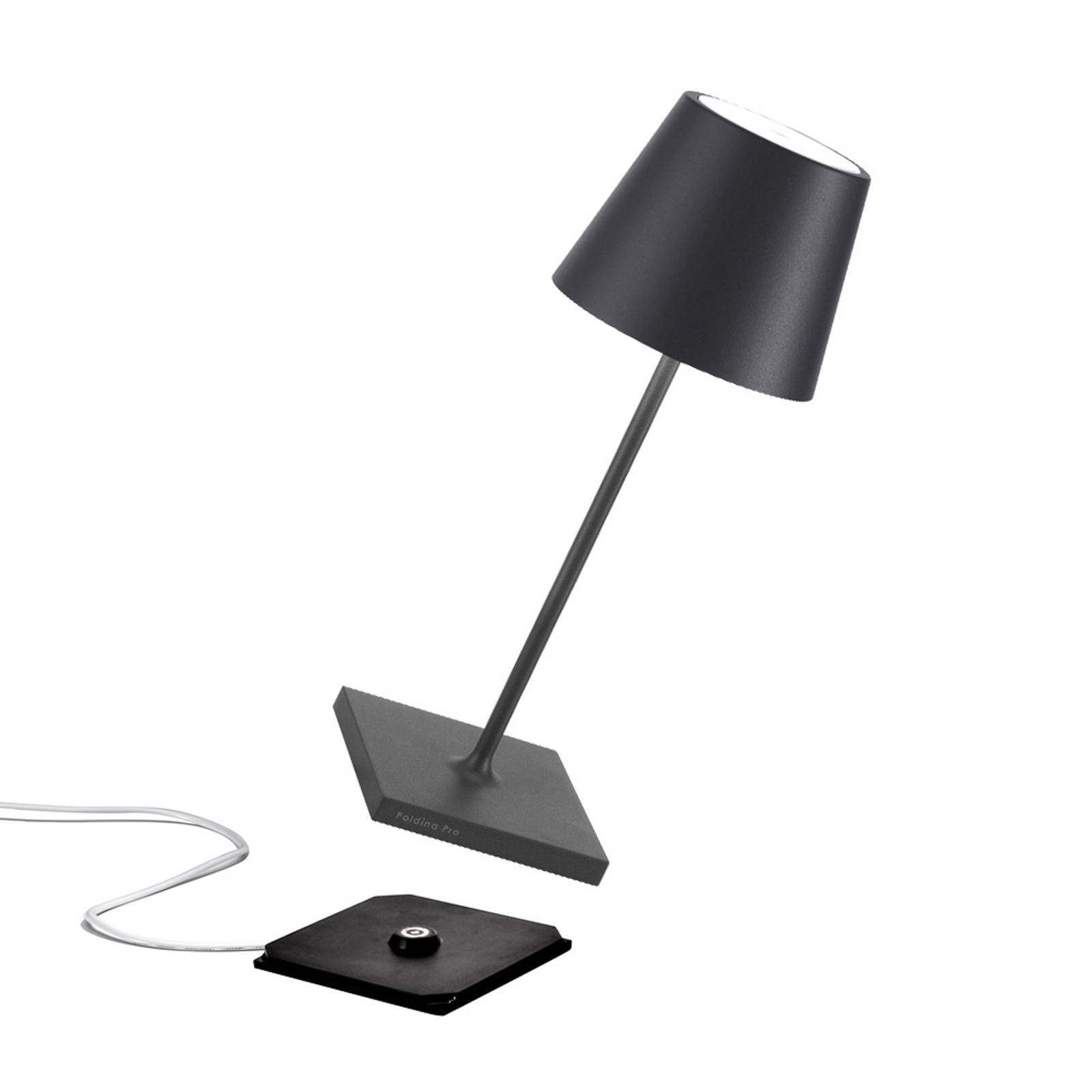 Zafferano Poldina mini lampa stołowa IP65 szara