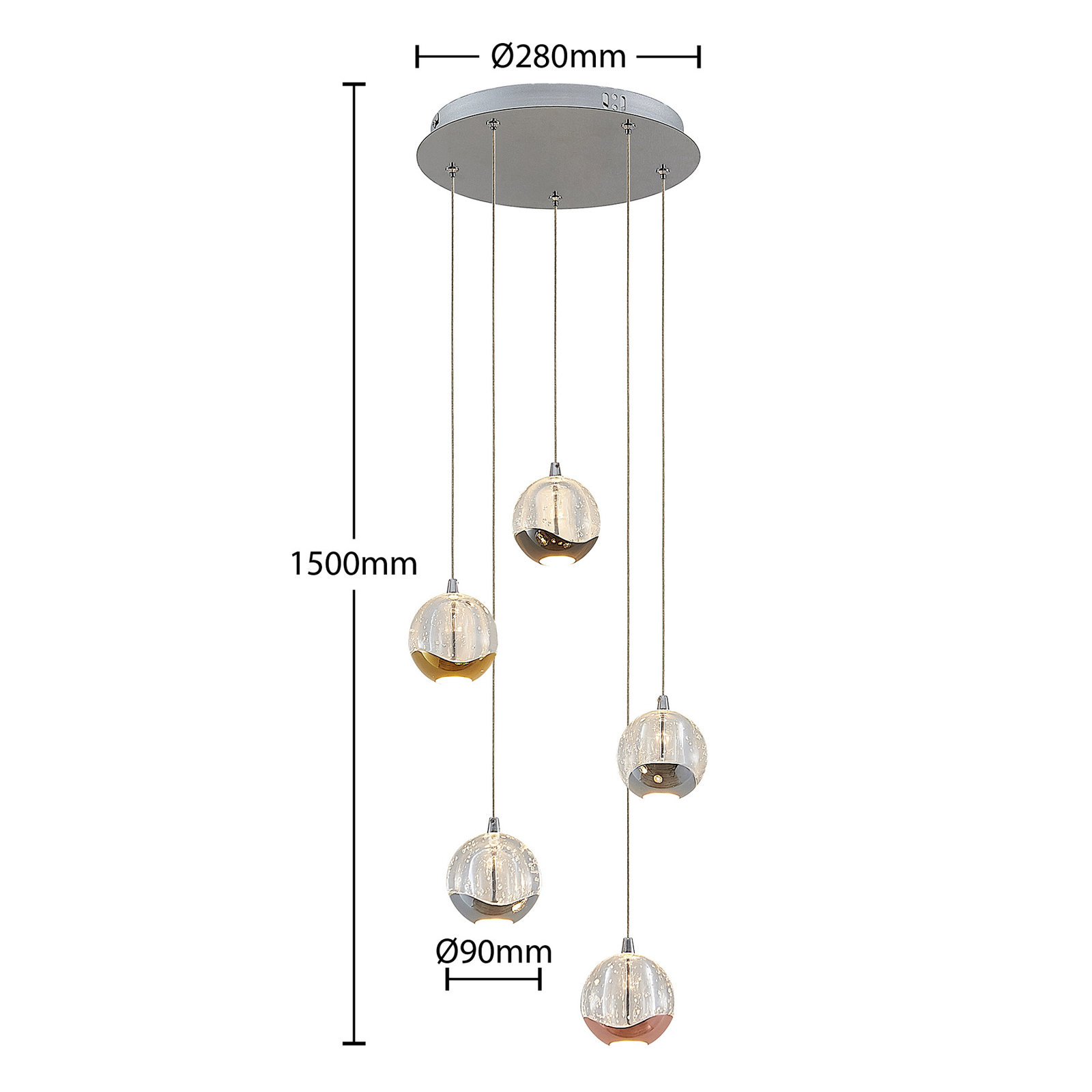 Lucande Hayley suspension LED, à cinq lampes