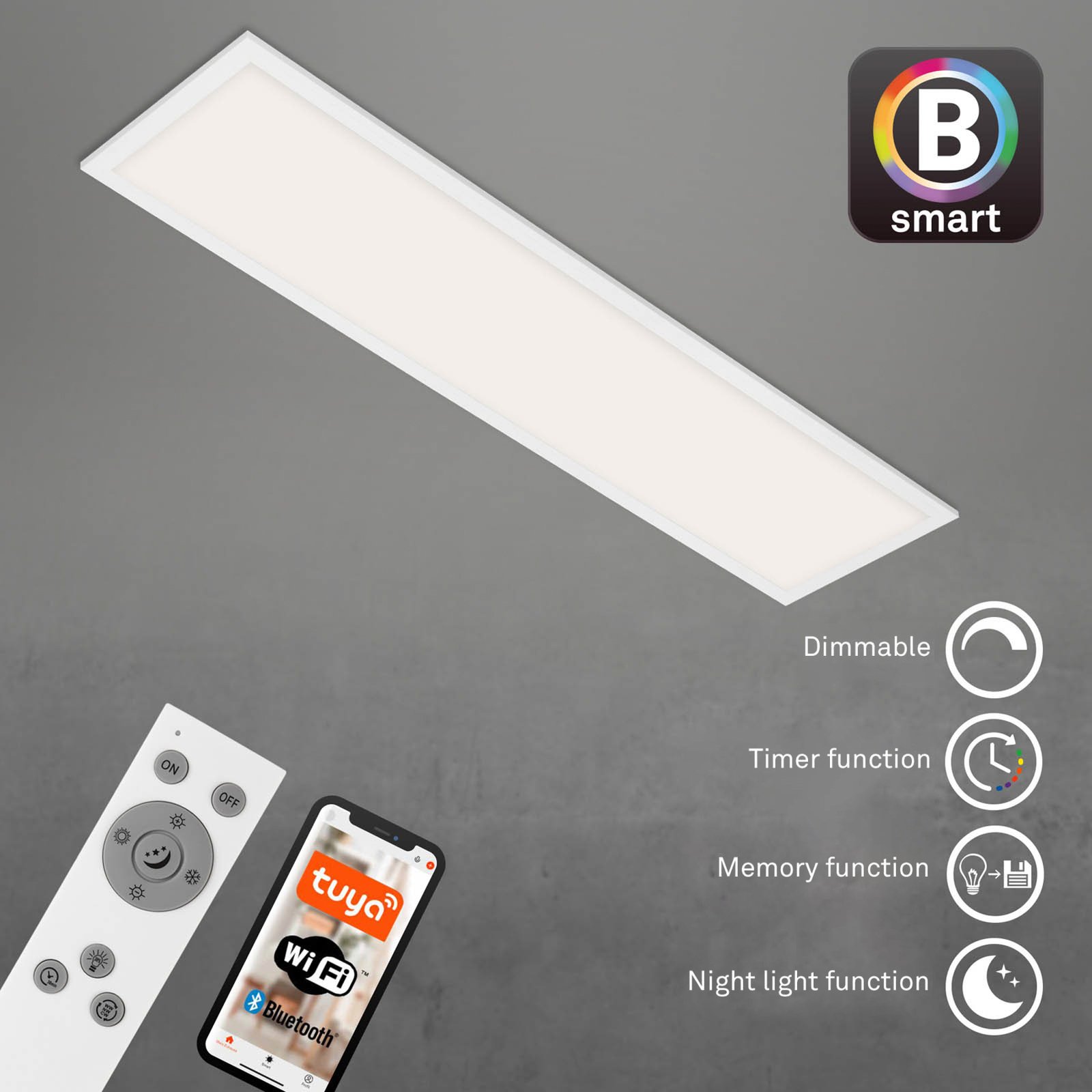 Plafonnier LED Piatto S dimmable CCT blanc 100x25cm