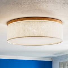 Plafón Canvas, beige, madera de roble, Ø 48 cm, E27
