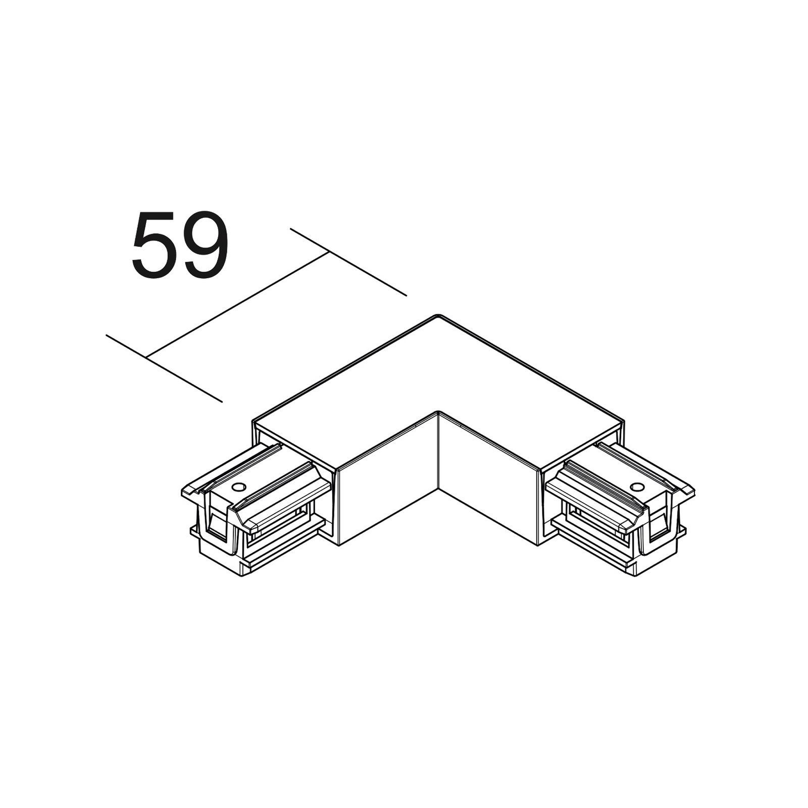 Ivela L-connector SQUARE 48 V, white, protective earth on left