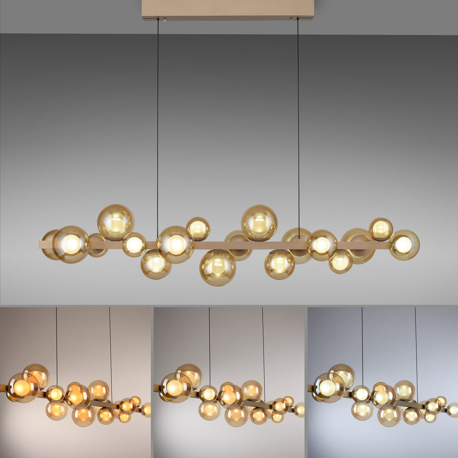 E-Popup LED-Hängelampe, bronce, Glas, CCT, 18-flg. - PURE E-Popup LED-Hängelampe, bronce, Glas, CCT, 18-flg. - PURE