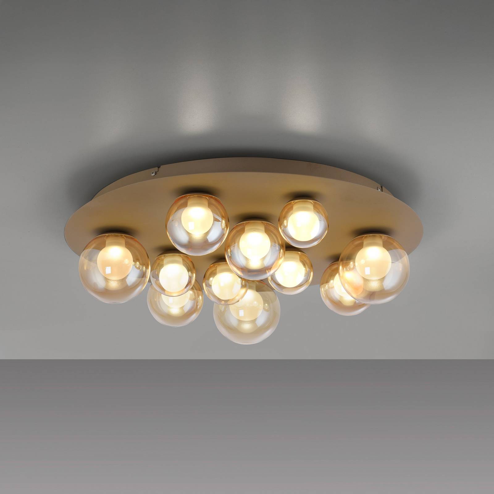 Lampa sufitowa LED PURE Popup, brązowo-bursztynowa Ø 60 cm CCT, 11-punktowa.