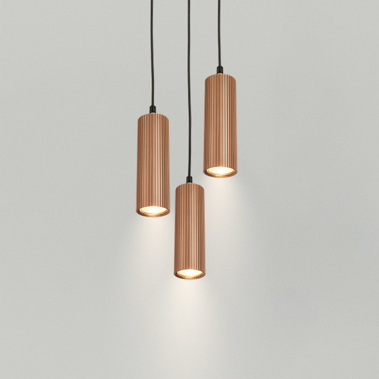 Suspension Ida, marron, à 3 lampes, Ø 20 cm, GU10 Suspension Ida, marron, à 3 lampes, Ø 20 cm, GU10
