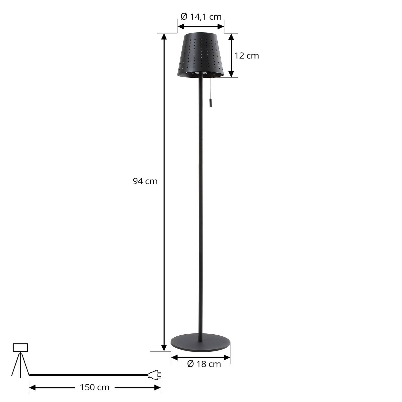 Lindby LED-solcellelampe Hilario svart jern oppladbart batteri