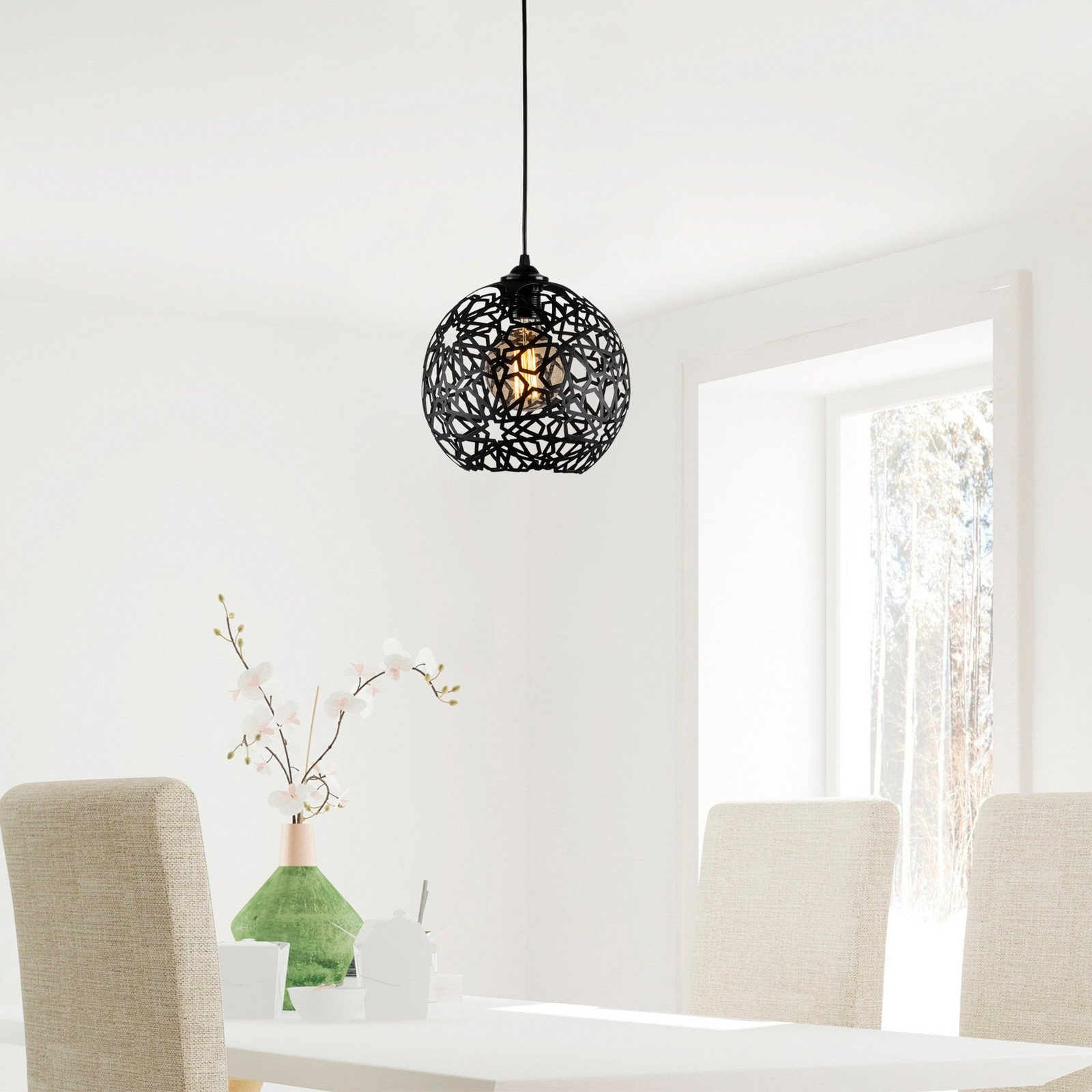 Opviq Lampă suspendată Fellini MR-785 1 bec Ø 25cm negru - Camera de zi / sufragerie - modern - Metal