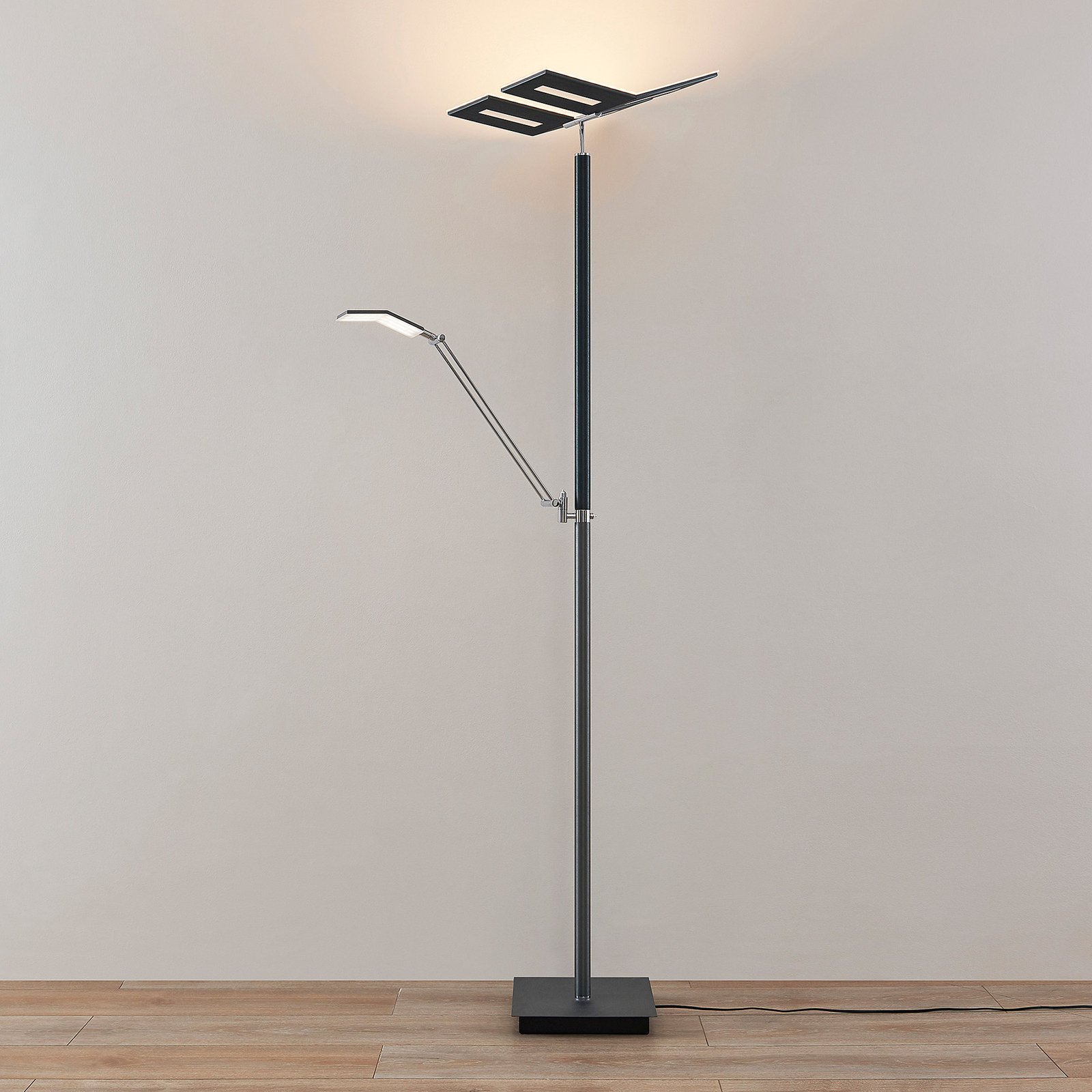 Stojací lampa Lucande Hadlee LED, antracitová