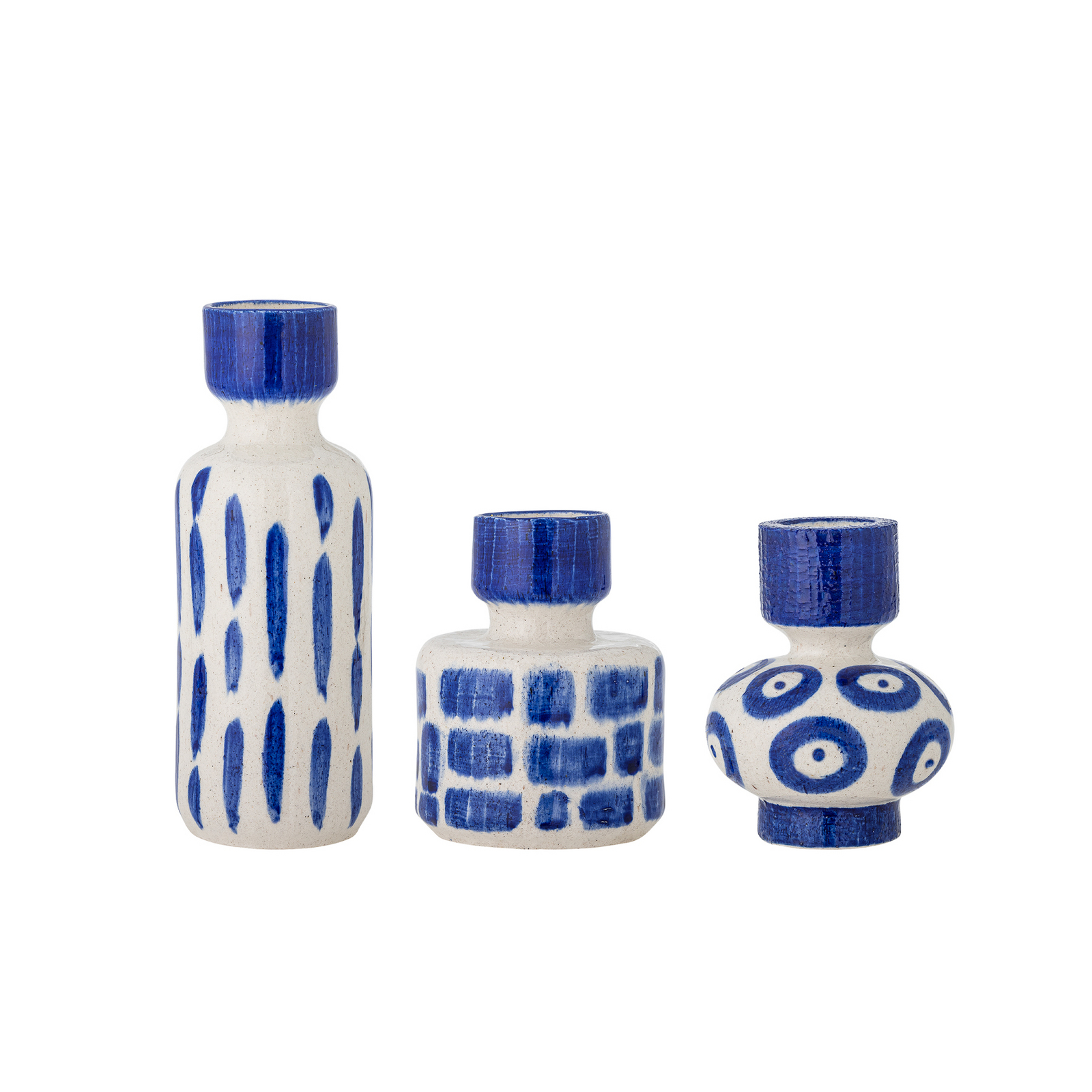 Vase Romane, bleu/blanc, lot de 3, céramique - Bloomingville