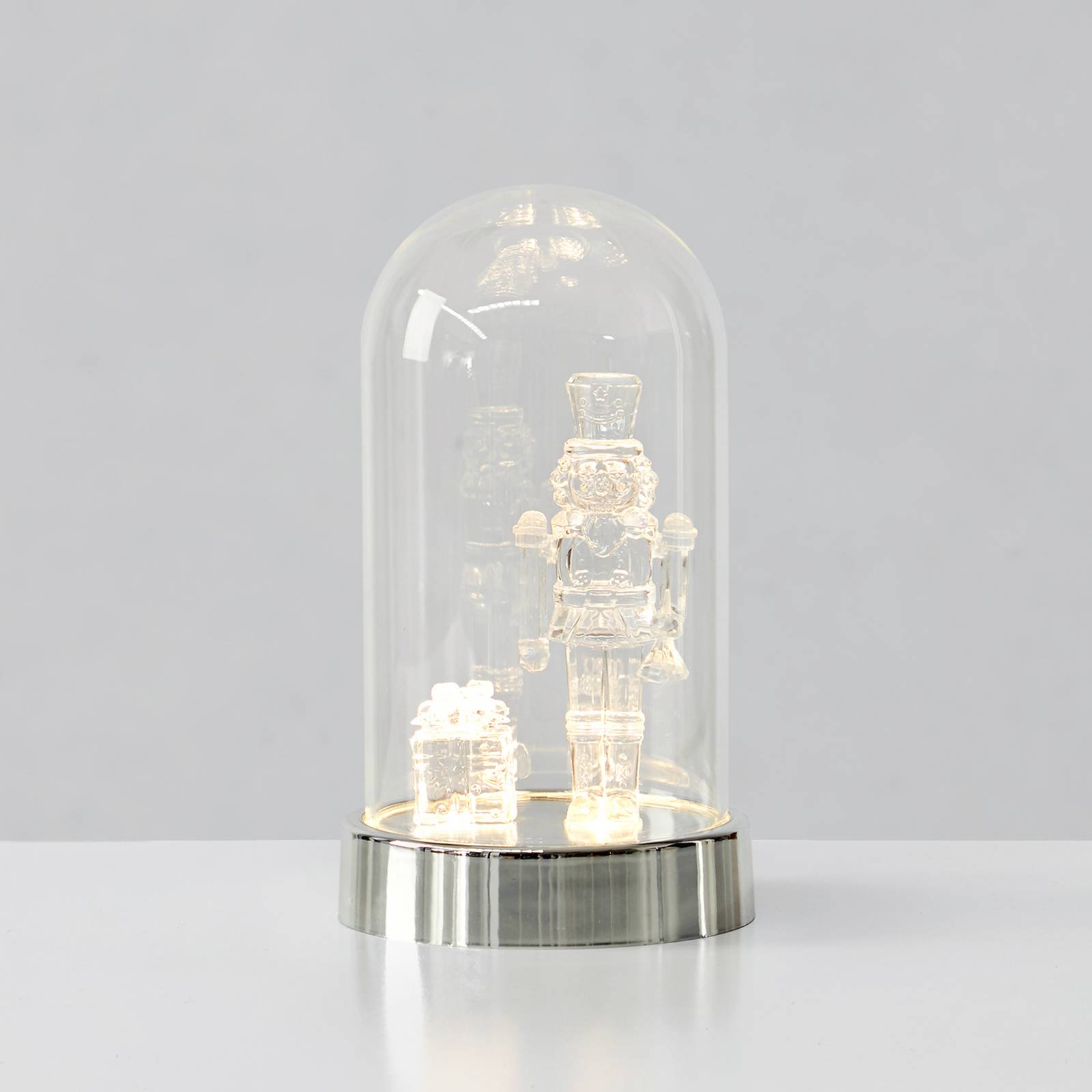 Markslöjd Lampe décorative LED Isla, chrome/transparent, Casse-noisette, hauteur 20 cm Markslöjd Lampe décorative LED Isla, chrome/transparent, Casse-noisette, hauteur 20 cm