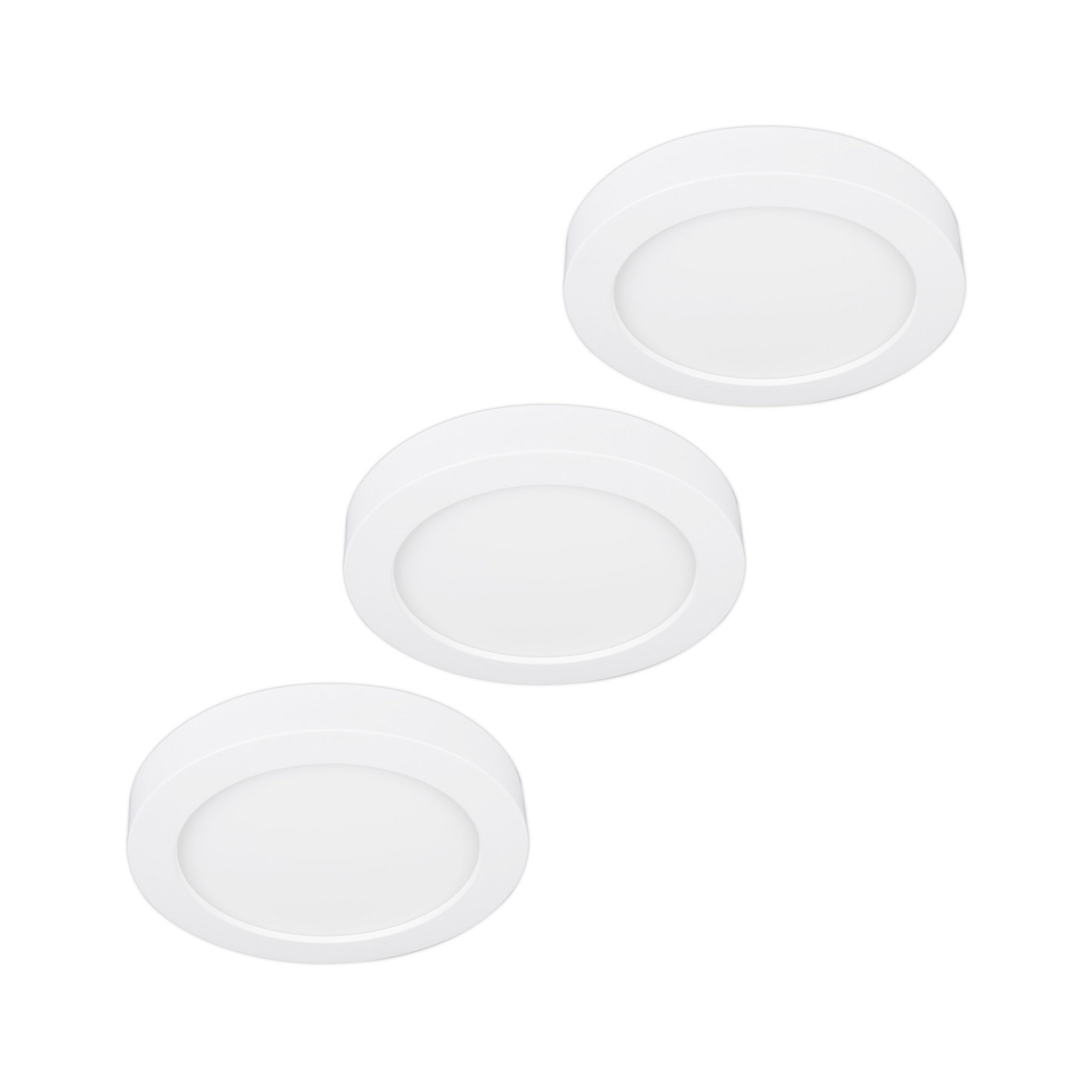 Candeeiro de teto LED Prios Edwina, branco, 18 cm, conjunto de 3