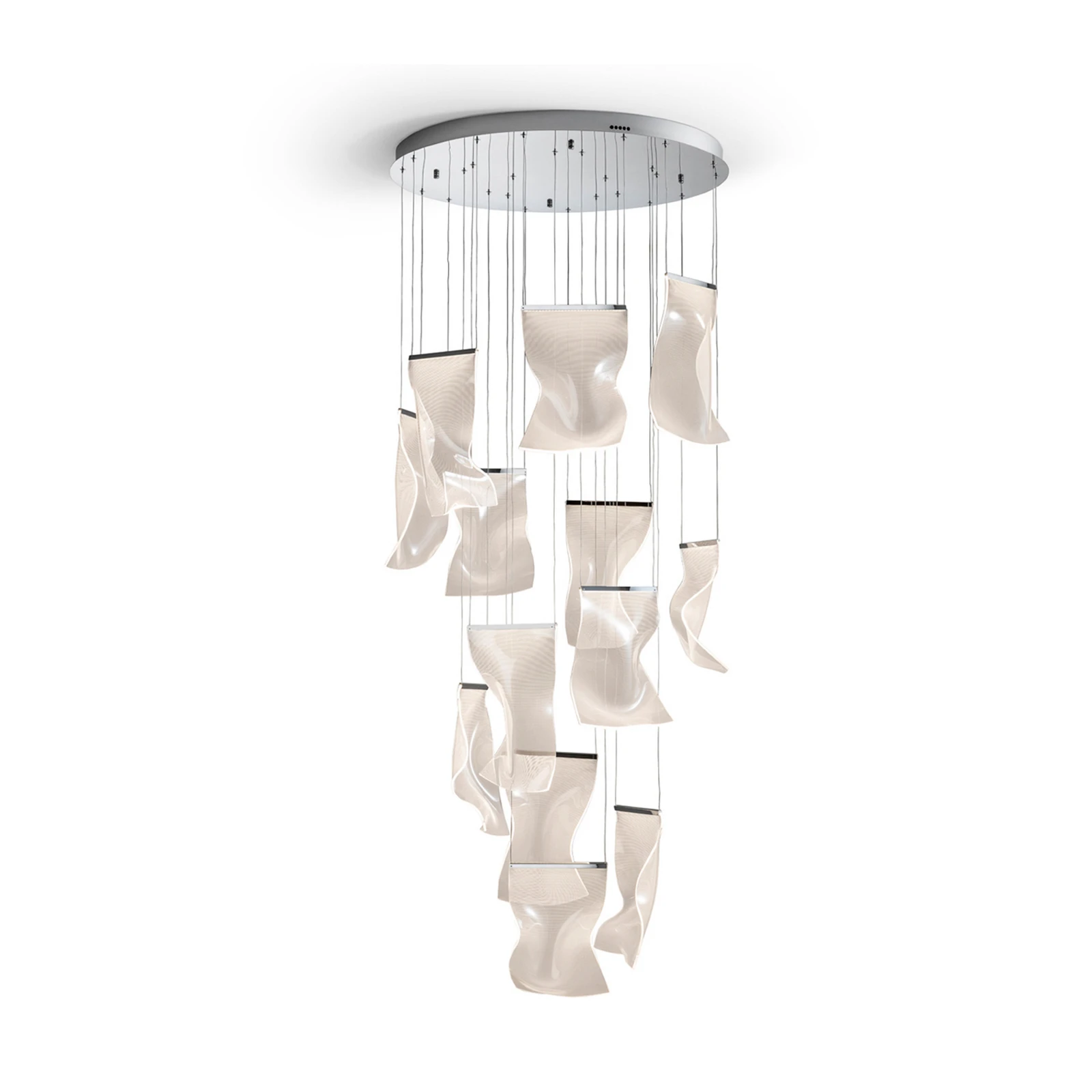 Lámpara colgante LED Velos II, 13 luces, cromada, atenuable, plástico
