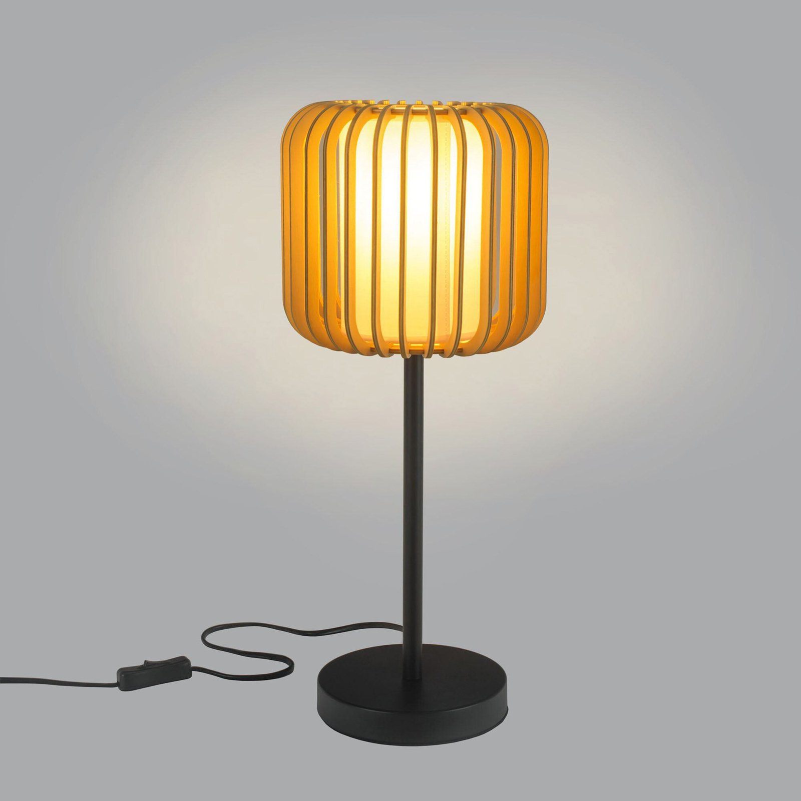 Forlight lampe de table Viva, marron clair, bois/métal, hauteur 49 cm