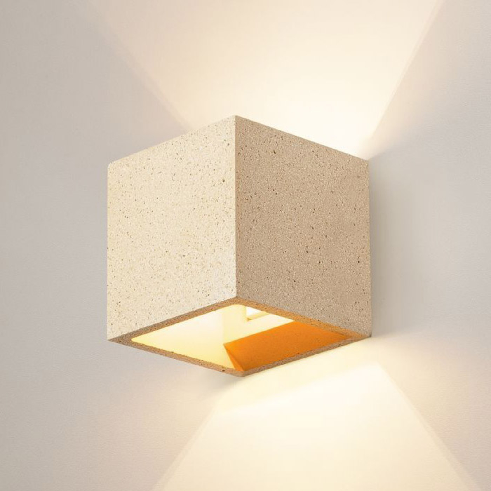 SLV Solid Cube concrete wall light, sandstone look