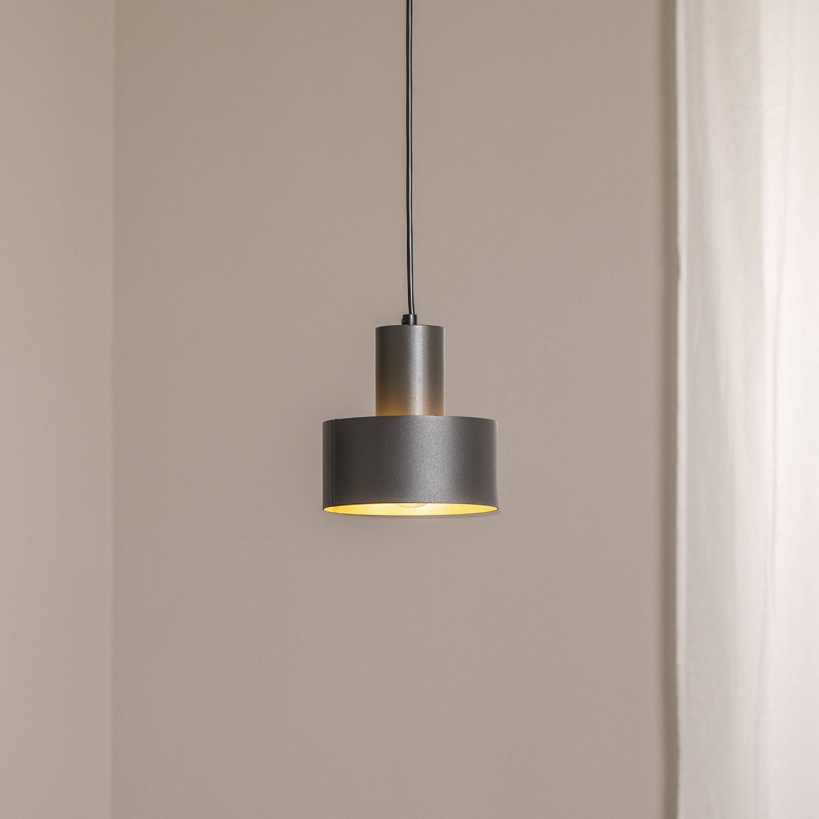 Żyrandol Rif S, oliwkowo-zielony, 1-punktowy, Ø 15 cm, stal