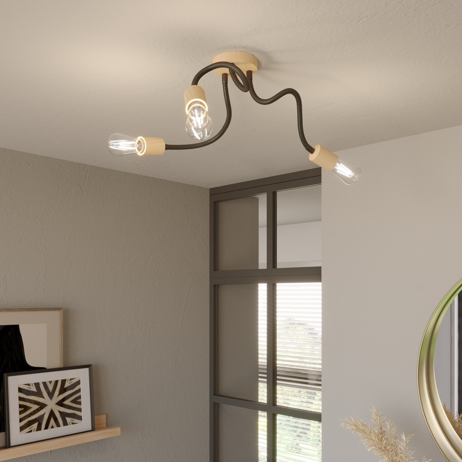 Tunga ceiling light, flexible, 3 sockets