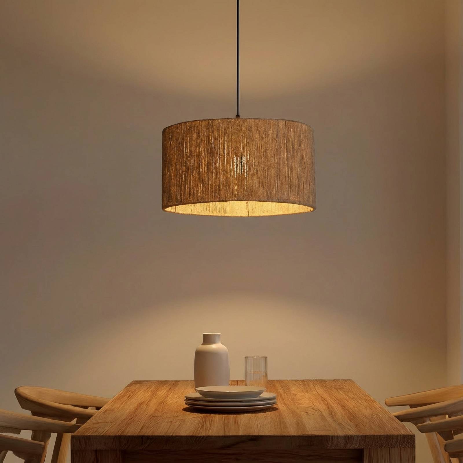 Hängeleuchte Afra, hellbraun, Seil, Ø 40 cm günstig online kaufen