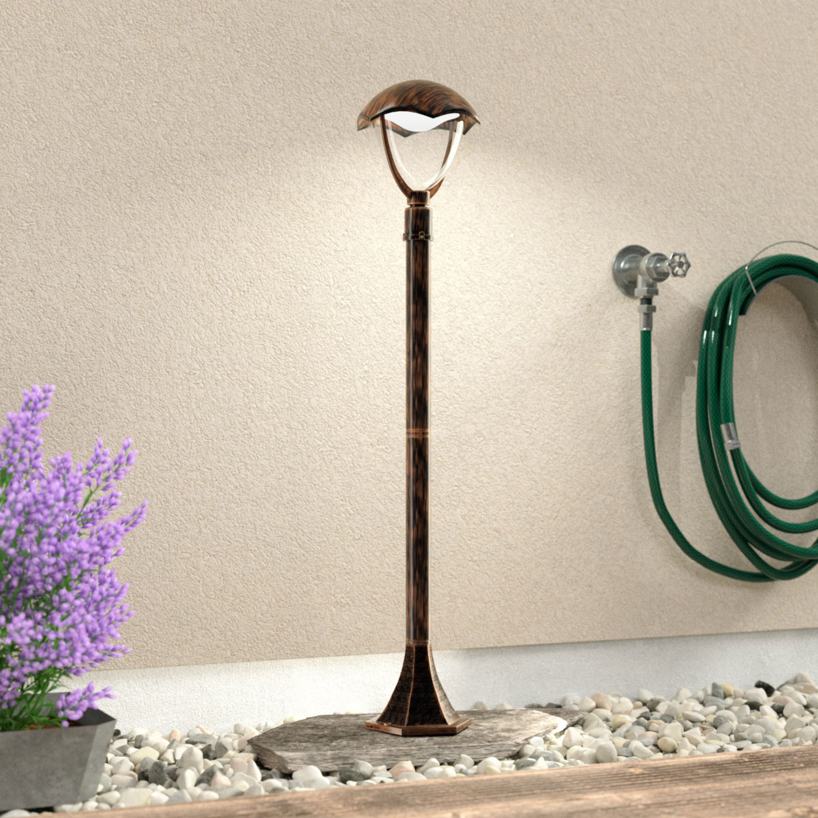 Trio Lighting Stylish LED path light Gracht Antique rust colour, die-cast aluminium, acrylic, 6 W, energy efficiency: A+, H: 100 cm