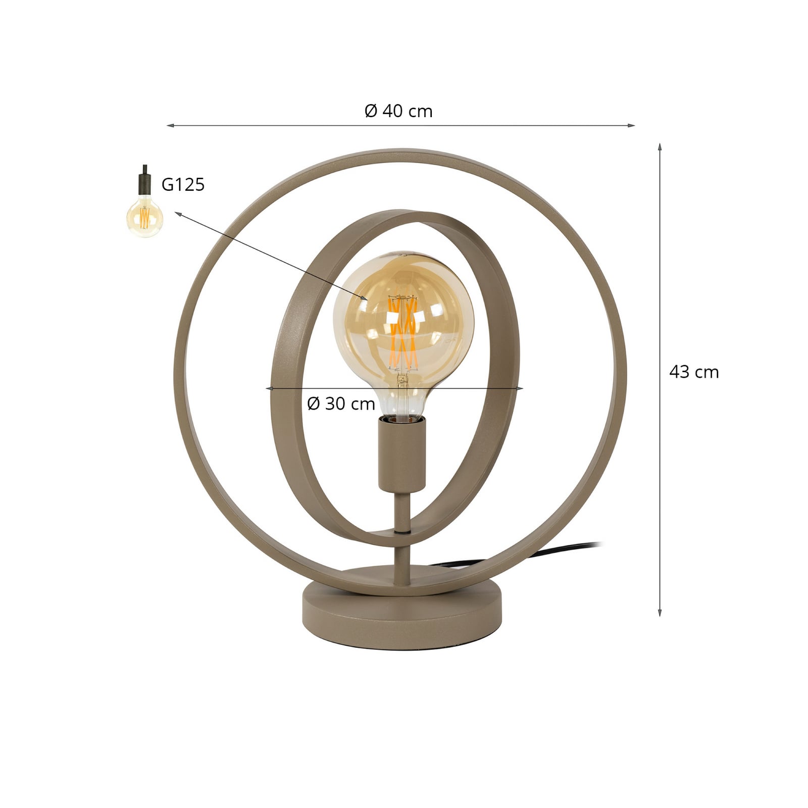 Stalinė lempa „Turn Around“, smėlio spalvos, aukštis 43 cm, metalas, E27