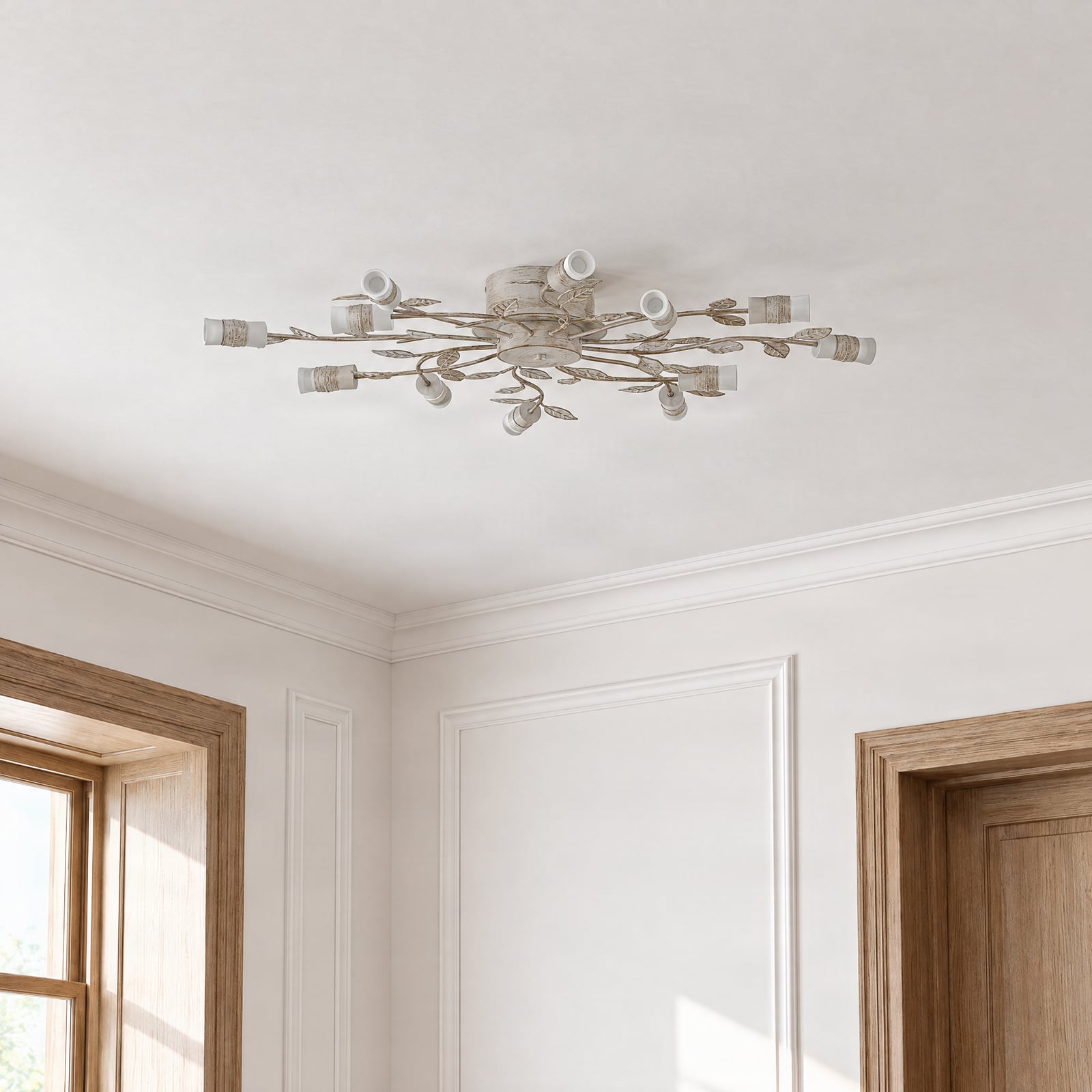 Plafonnier LED Lindby Bolonia, laiton/blanc, Ø 80 cm
