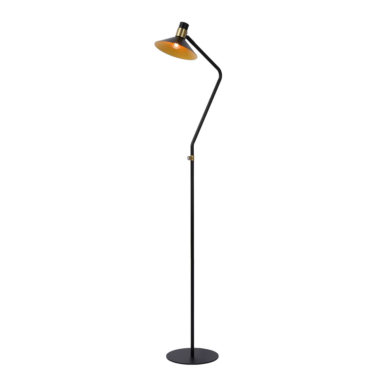 Lampadaire Pepijn en noir et doré à 1 lampe