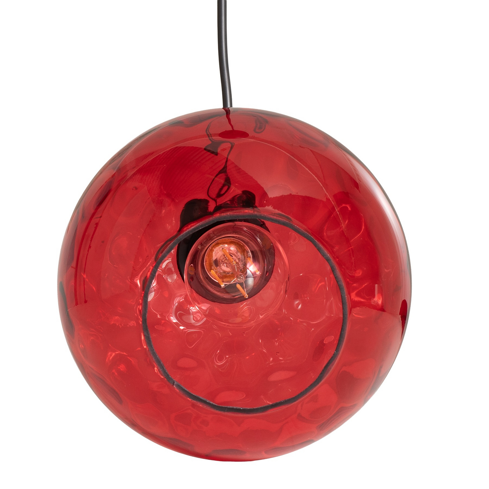 Pendelleuchte Benek, rot, Glas, Ø 20 cm, E27