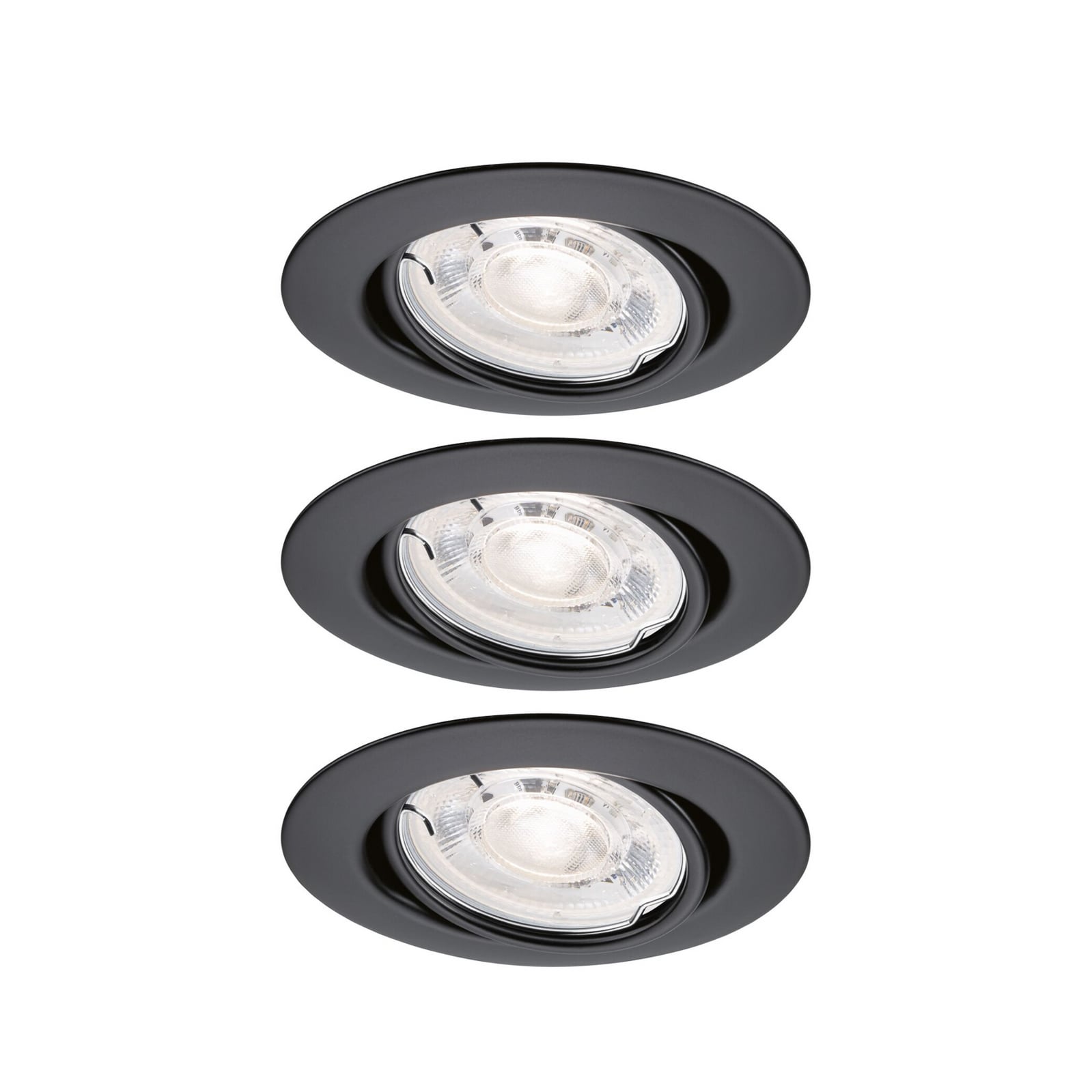 Paulmann indbygningsspot BASE sort 9 cm 4,9 W 827, drejelig, 3-trins dæmpbar