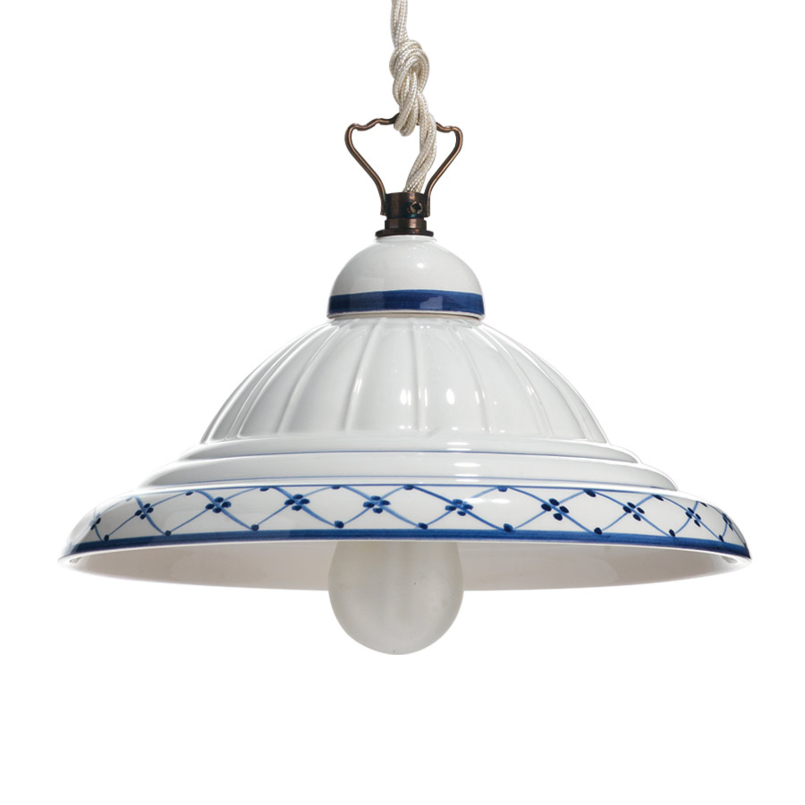 Eurokeramic Ceramic hanging light Firenze in country style, for Living / Dining Room, ceramics, iron, E27, 60 W, energy efficiency: A++, H: 20 cm