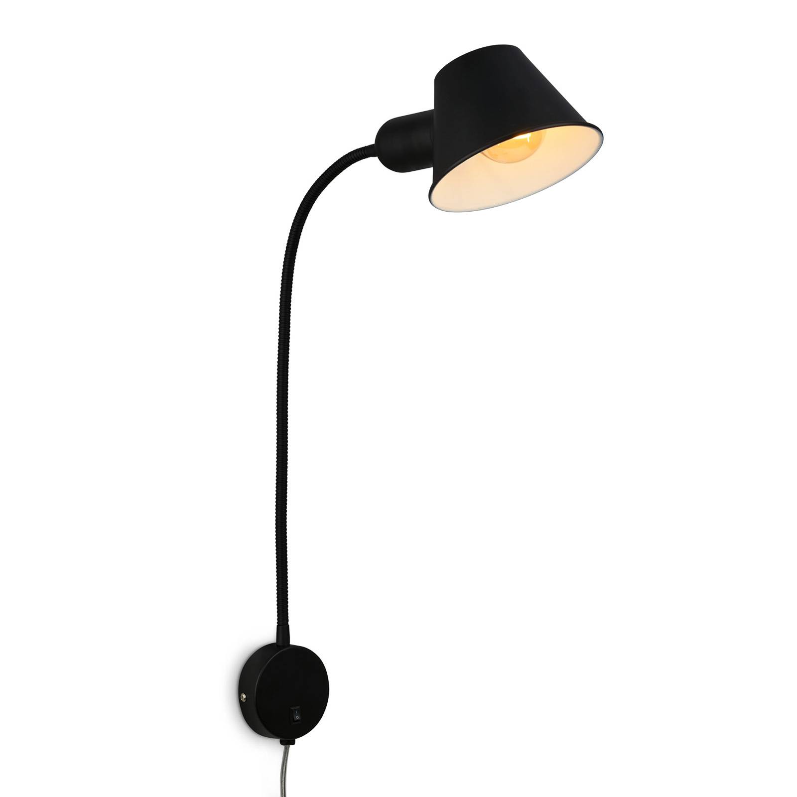 Wandleuchte Brello, Wandhalterung rund, schwarz