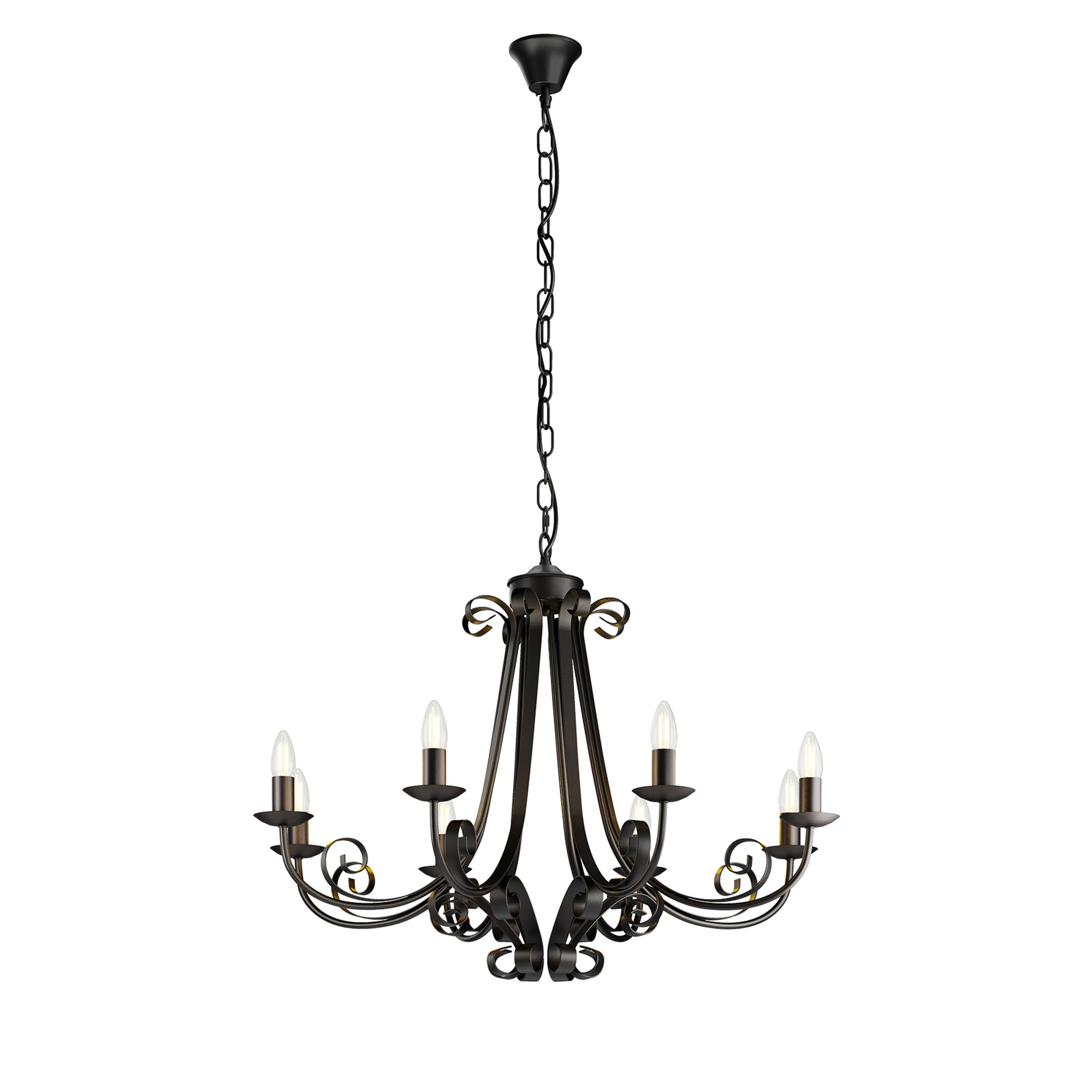 Lindby Kronleuchter Scaleria, Ø 81 cm, 8-flammig, braun, E14