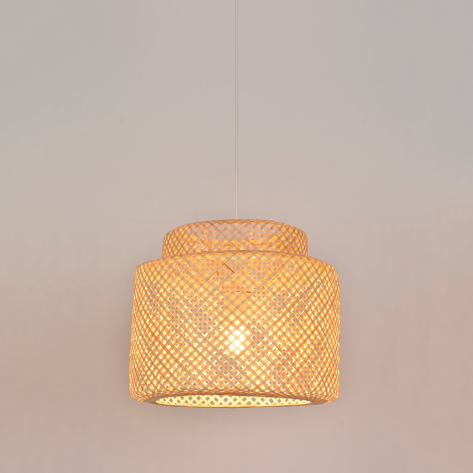 Makassar pendant light, bamboo, Ø 38 cm, bamboo