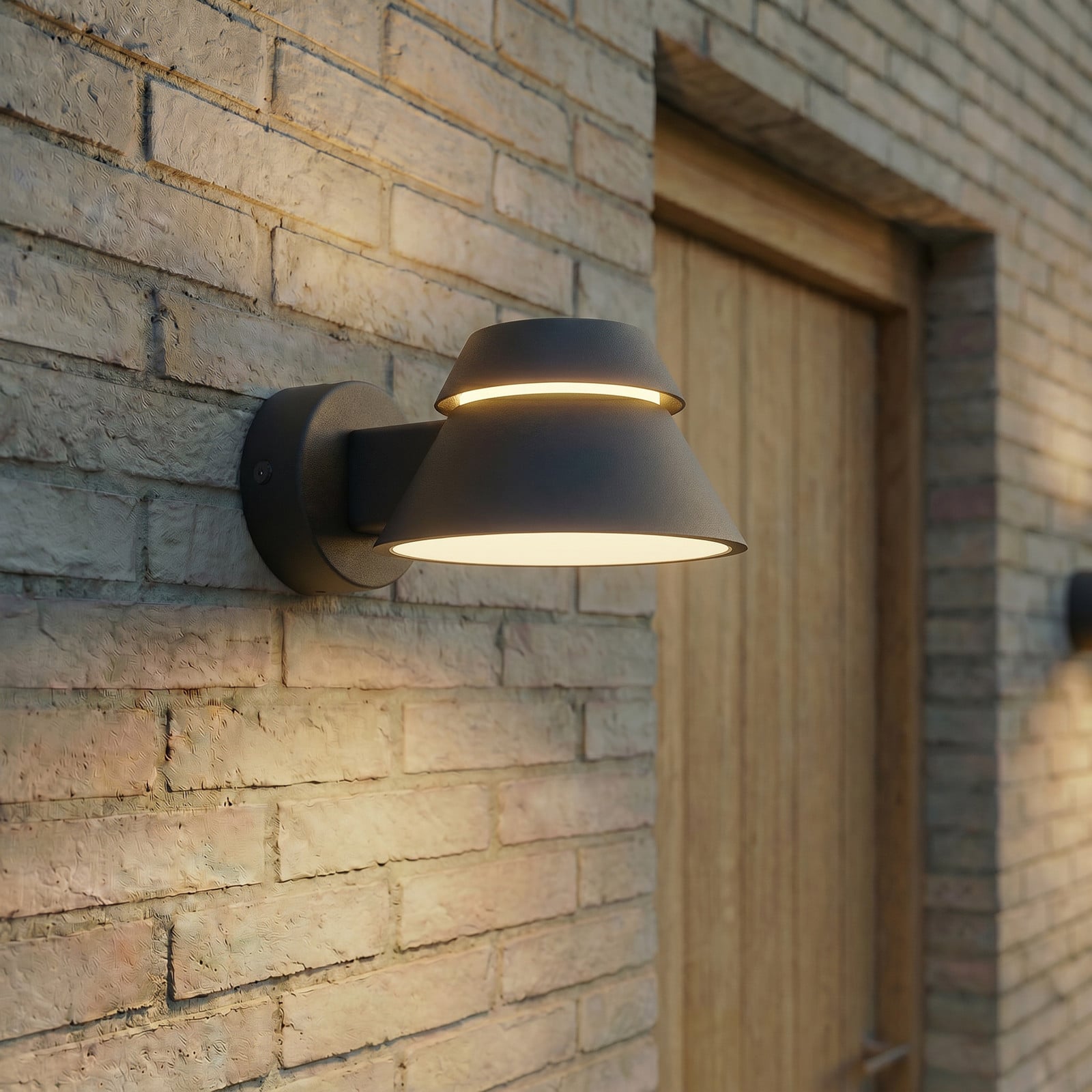 Moena udendørs LED-væglampe, IP44, aluminium, glas, sort Lucande - Moderne - Med én lyskilde