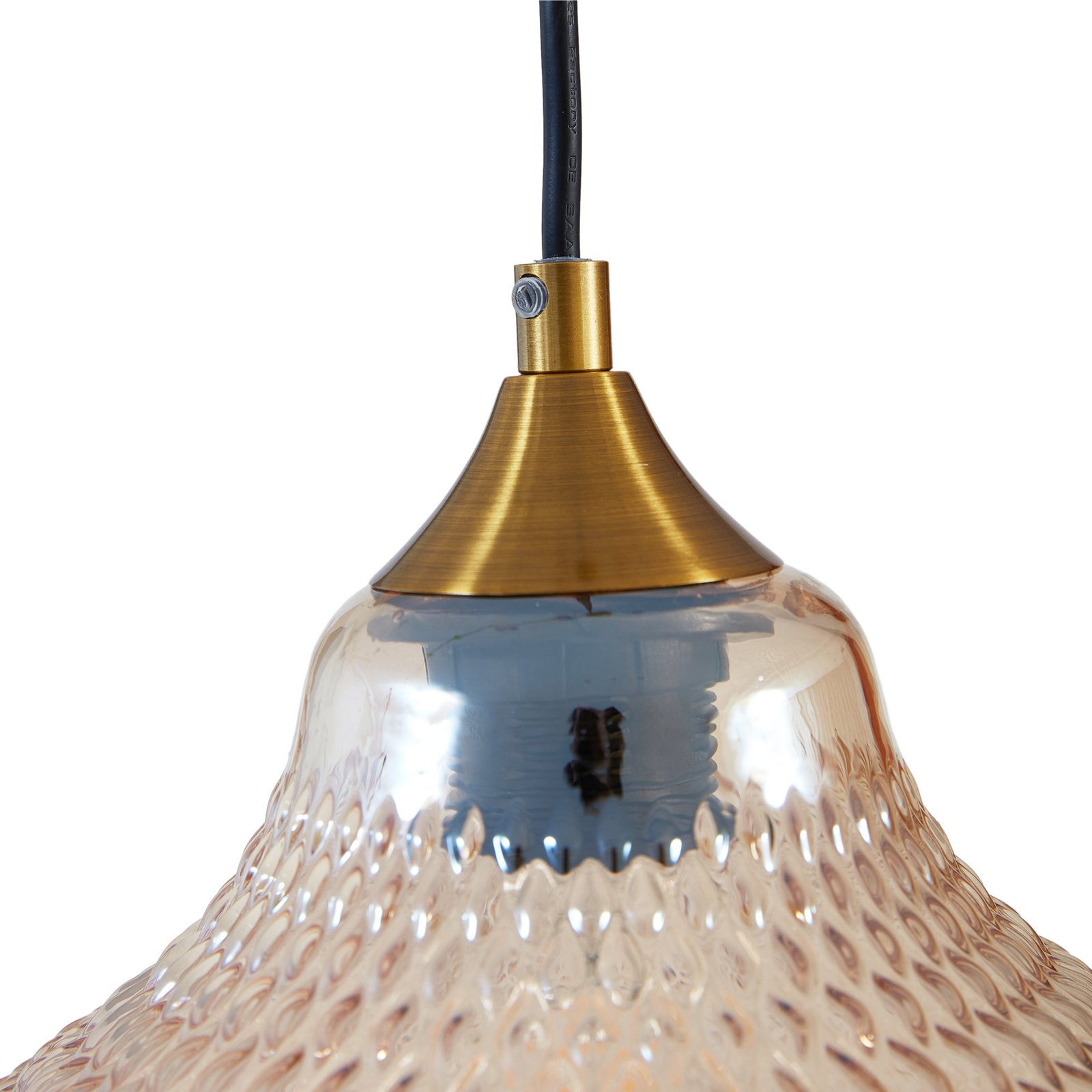 Висяща лампа Lindby Drakar, 1fl, кехлибар, Ø 22cm