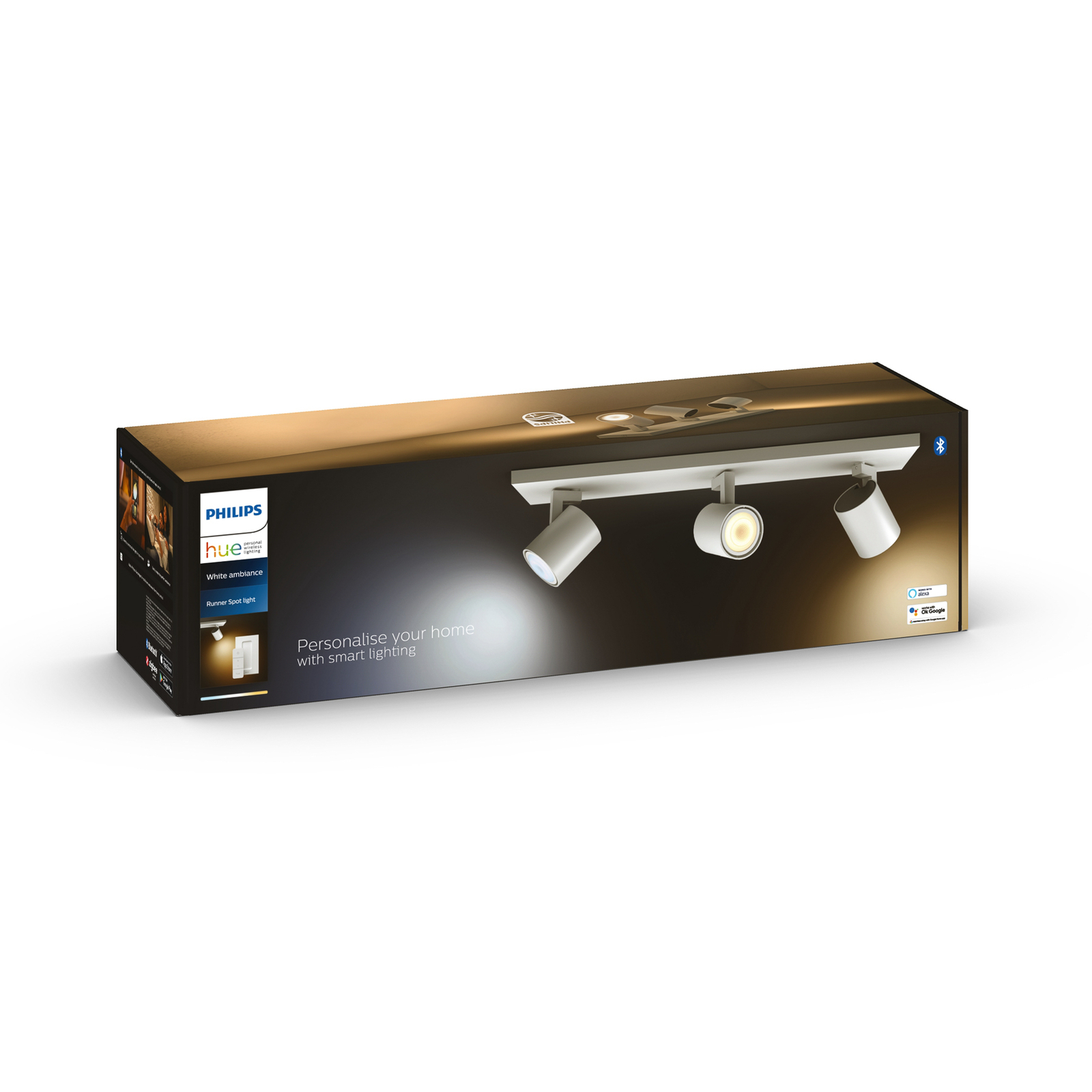 Philips Hue Runner LED-Spot, 3-fl., Dimmschalter, weiß