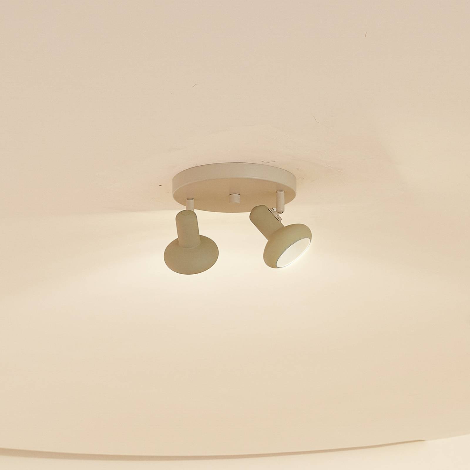 Lindby spot pour plafond Huby 2 lampes crème/vert clair fer