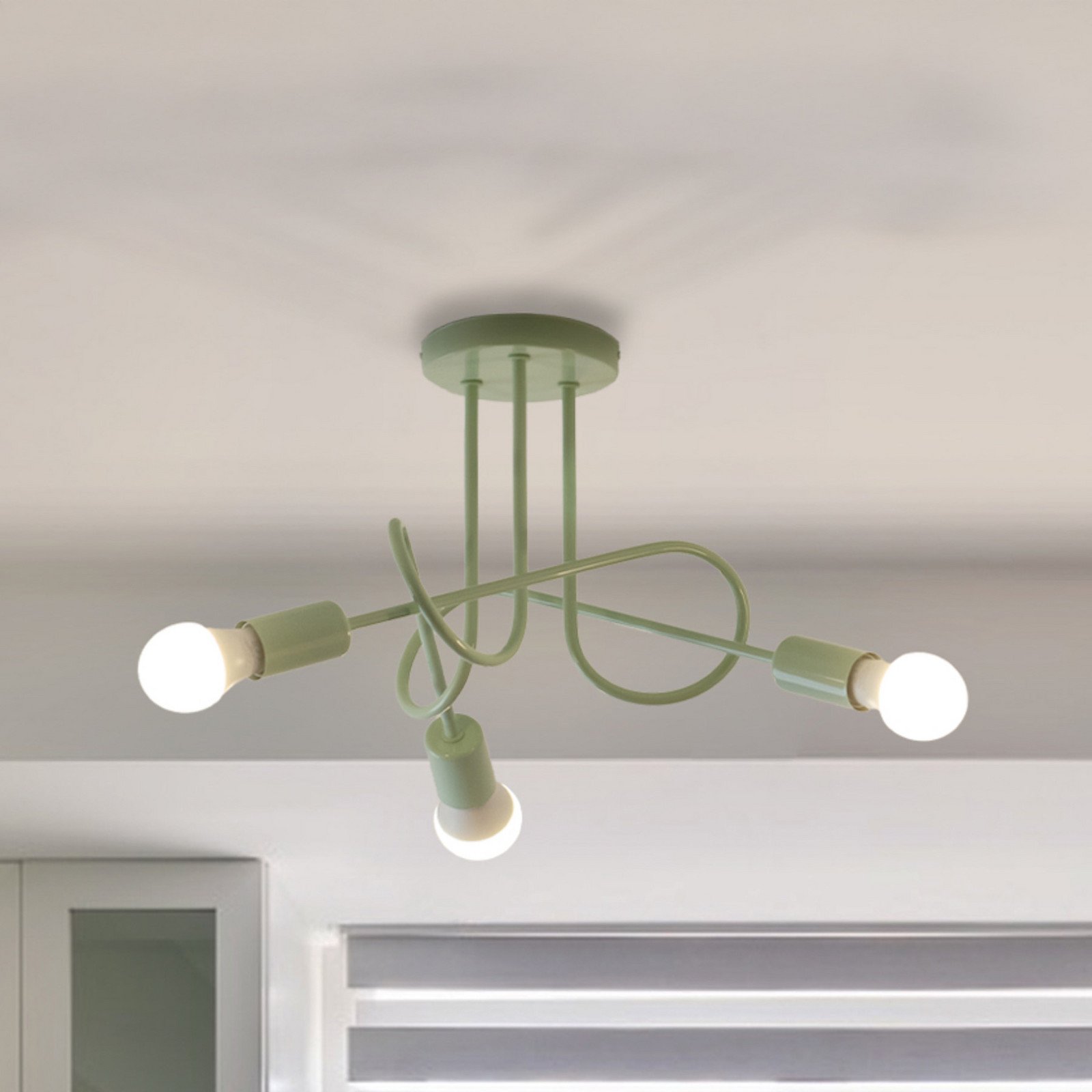 HELAM Plafonieră Oxford verde metal 3 becuri E27 - Camera de zi / sufragerie - Modern - verde mentă