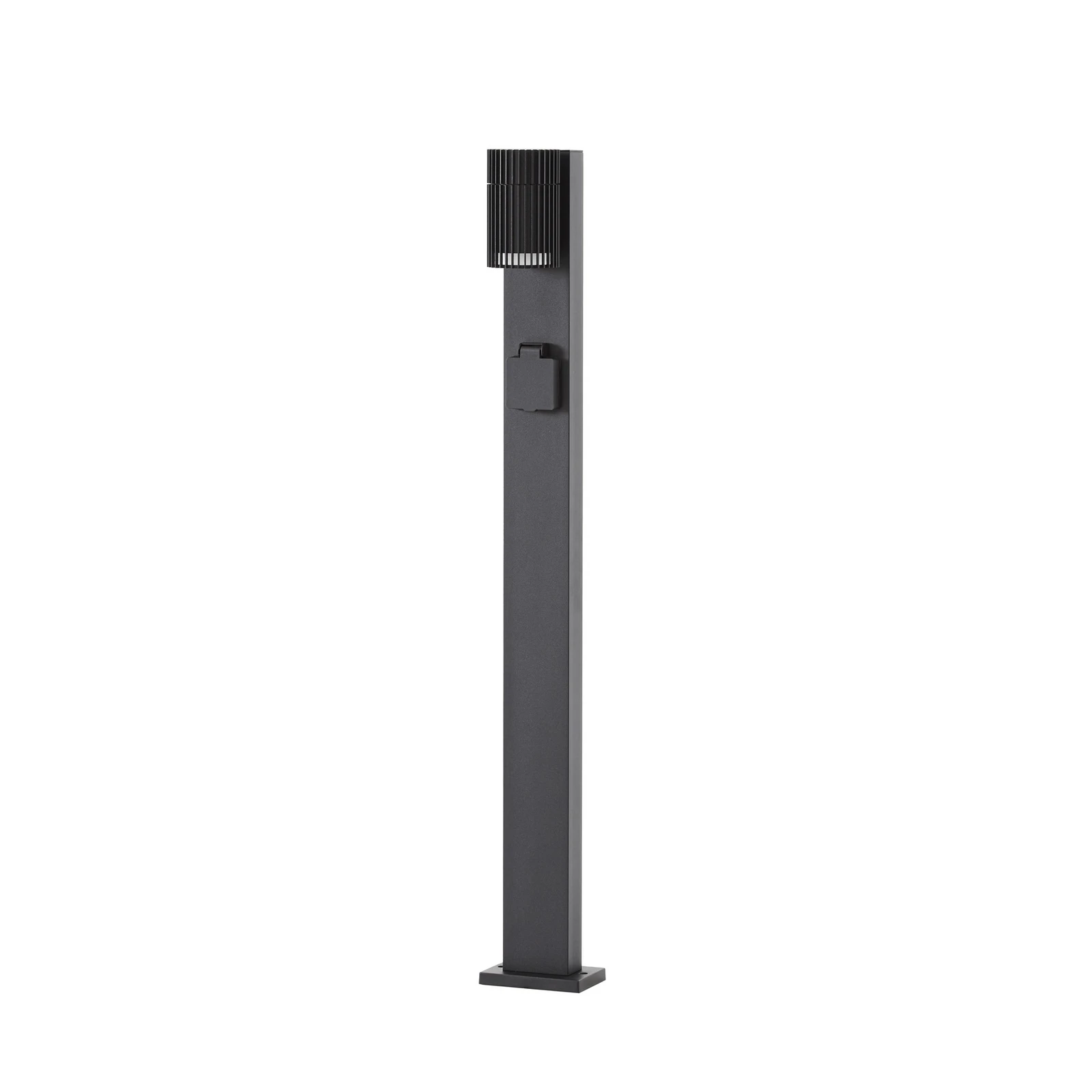 Lindby Enerio väglampa, svart, med eluttag, 80 cm, GU10