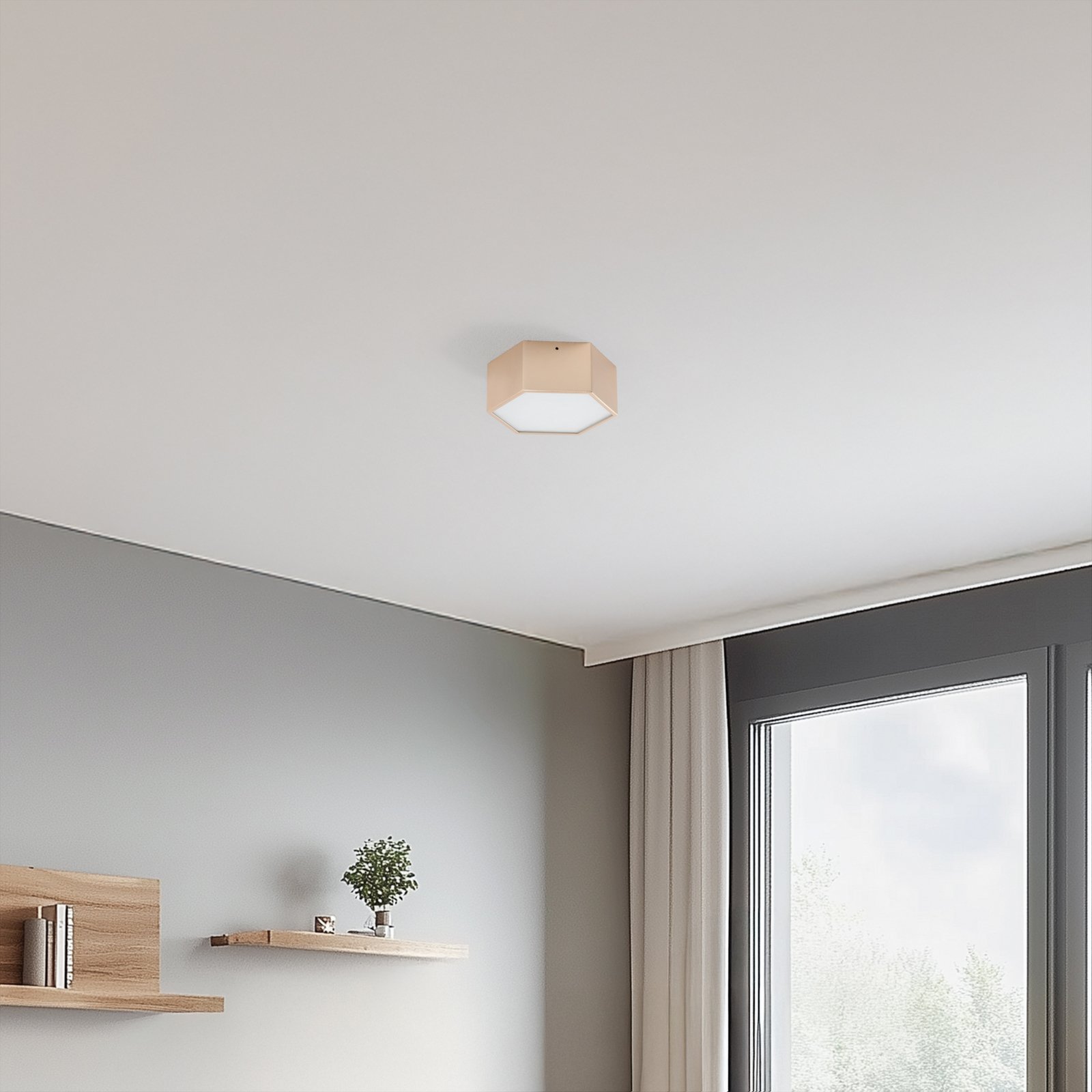 LED-taklampa Libre, guldfärgad, stål, 3 000 K
