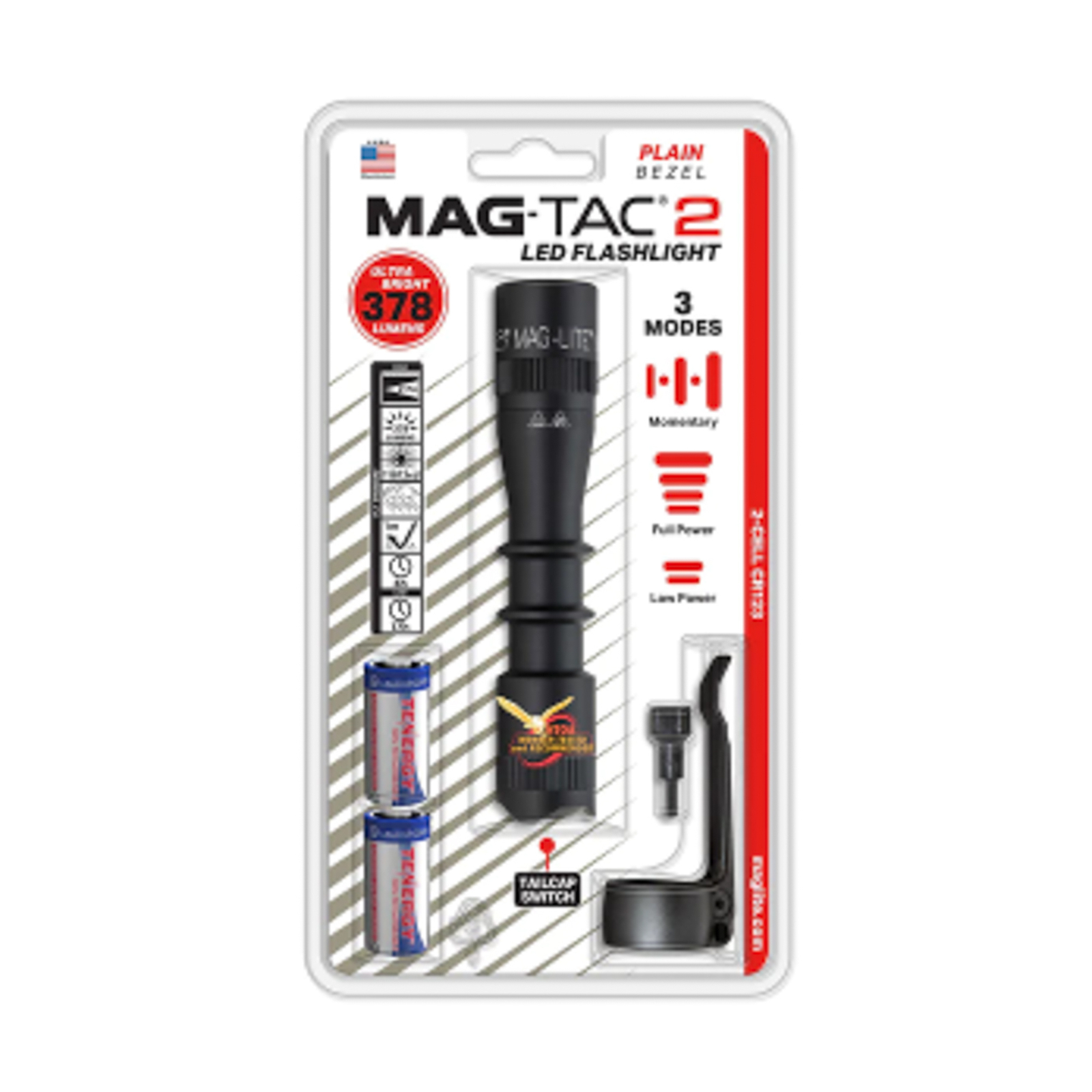 "Maglite" LED žibintuvėlis "Mag-Tac II", 2 elementų CR123, juodas