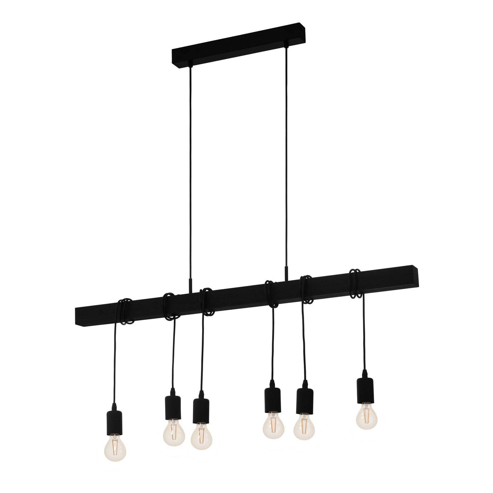 Townshend hanglamp, lengte 100 cm zwart, 6-lamps.