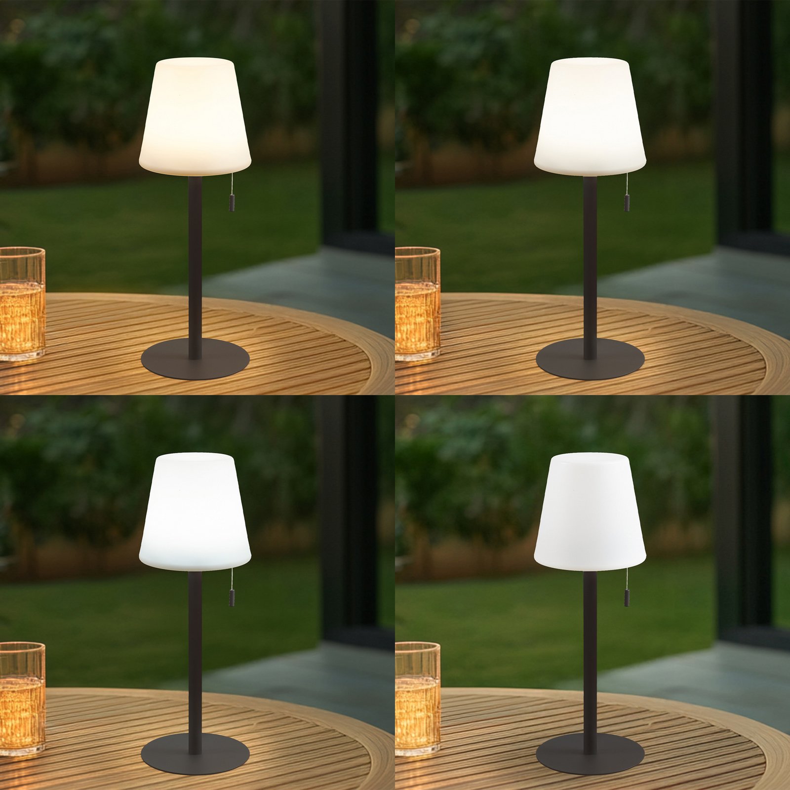 Lindby LED-Akkulampe Azalea, weiß/braun, 45 cm, CCT, IP44