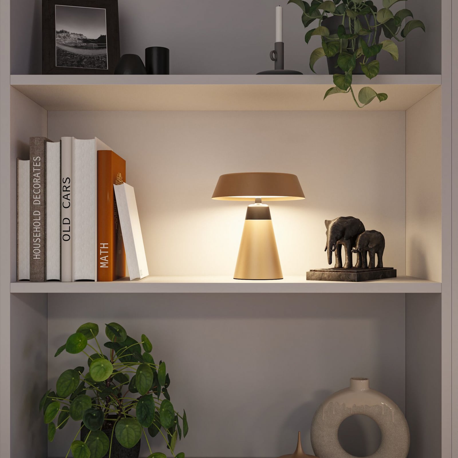 Candeeiro de mesa LED recarregável Paulmann Lirox, bege/preto, 20 cm, IP44