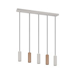 Suspension Soka, marron/gris, longueur 85 cm, métal, à 5 lampes.